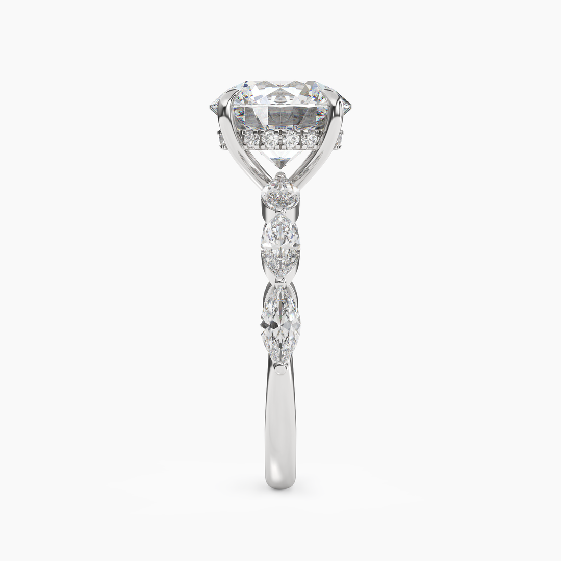Gwyneth 2 Carat Round Cut Hidden Halo Lab Grown Diamond Ring in 14K White Gold - View 3