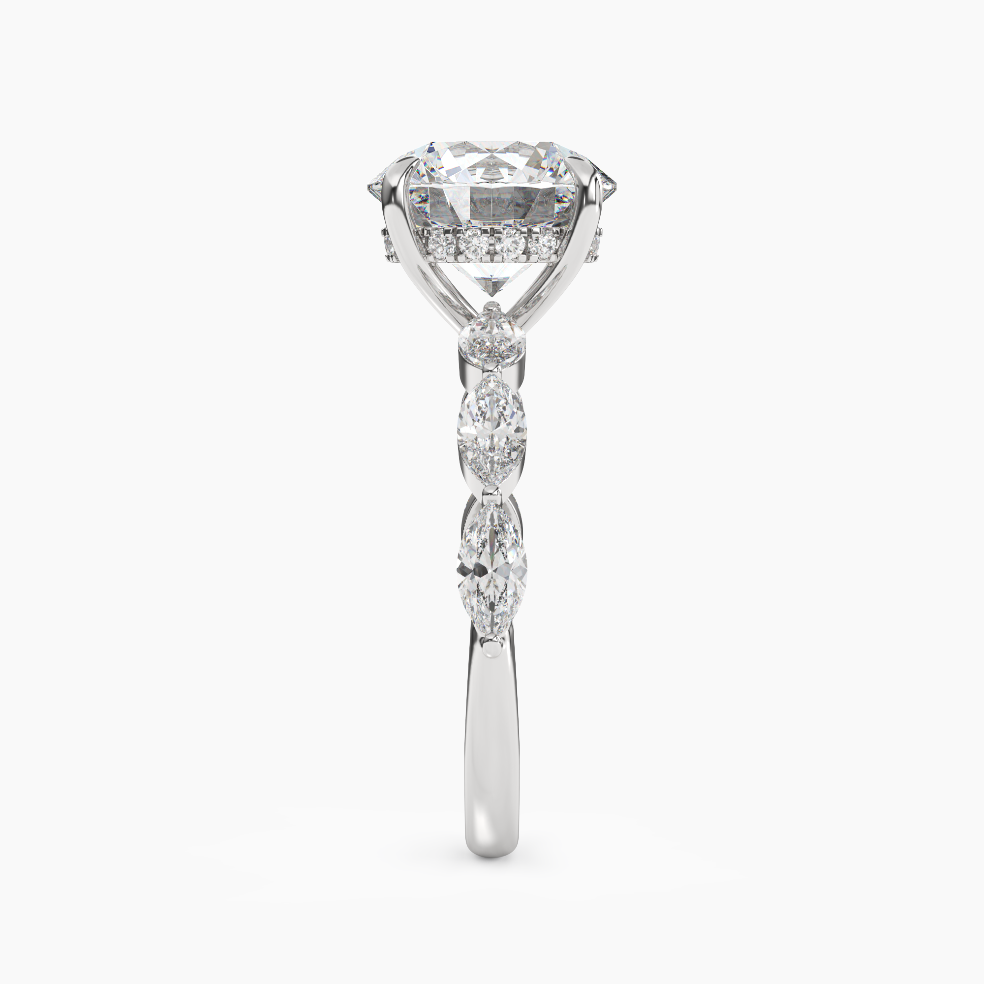 Gwyneth 3 Carat Round Cut Hidden Halo Lab Grown Diamond Ring in 10K White Gold - View 3