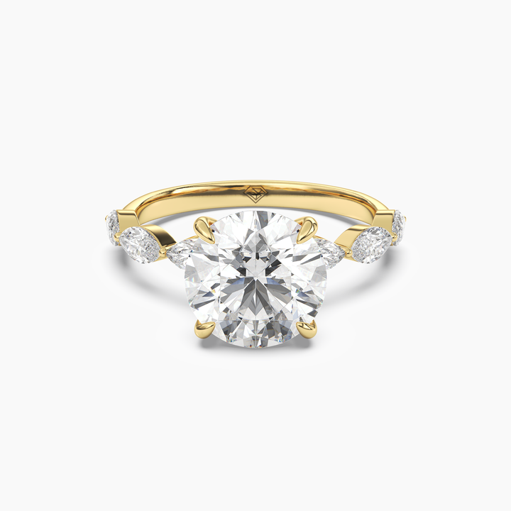 Gwyneth 3 Carat Round Cut Hidden Halo Lab Grown Diamond Ring in 14K Yellow Gold