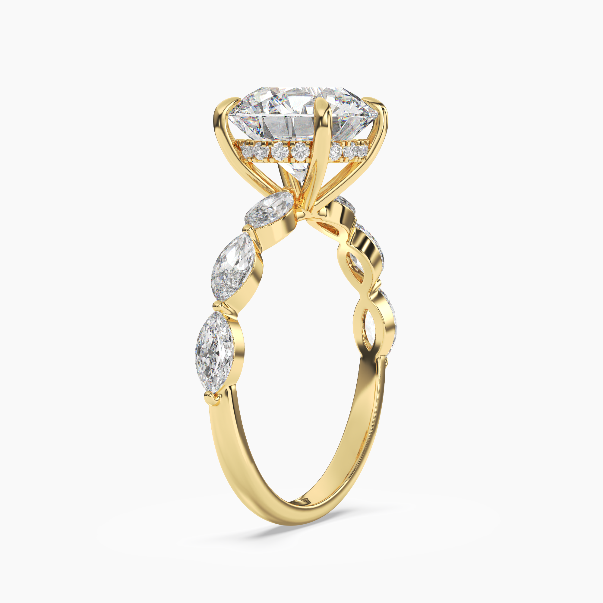 Gwyneth 3 Carat Round Cut Hidden Halo Lab Grown Diamond Ring in 18K White Gold - View 5