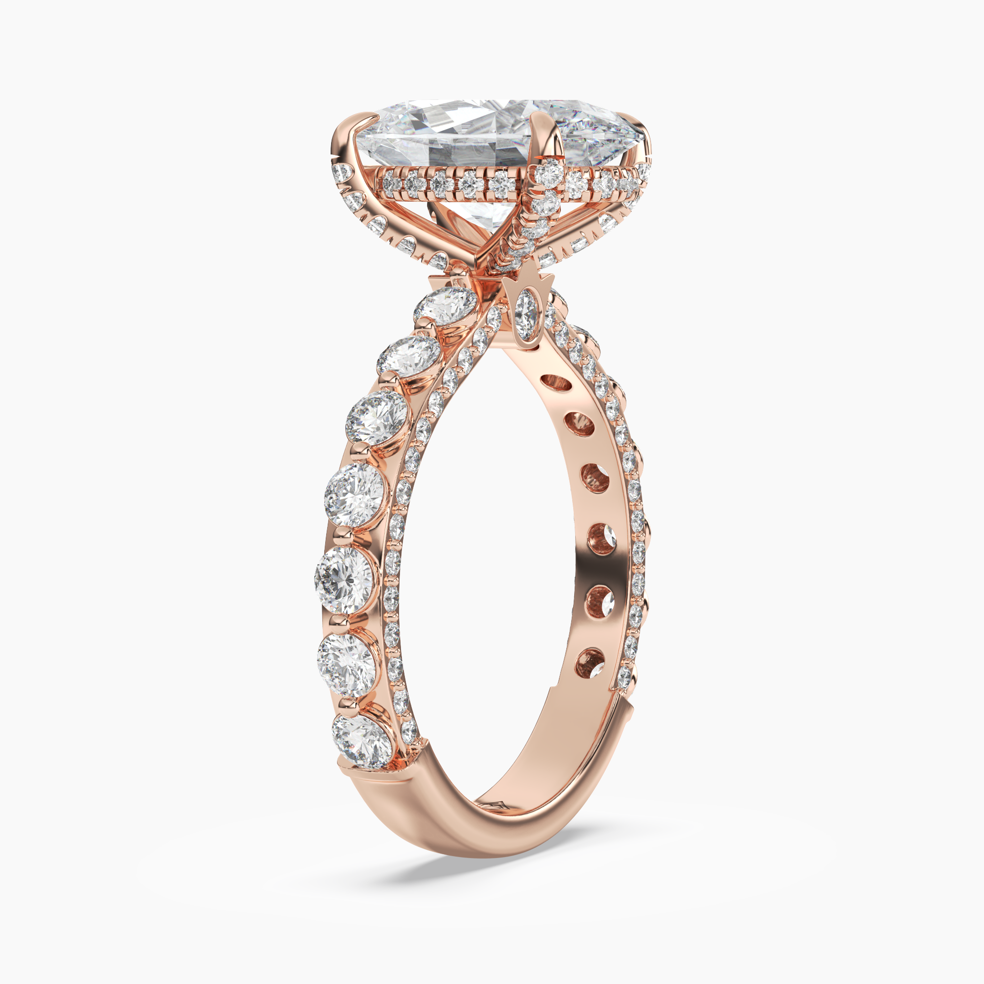Ophelia 5 Carat Oval Cut Solitaire Lab Grown Diamond Ring in 14K Rose Gold - View 2