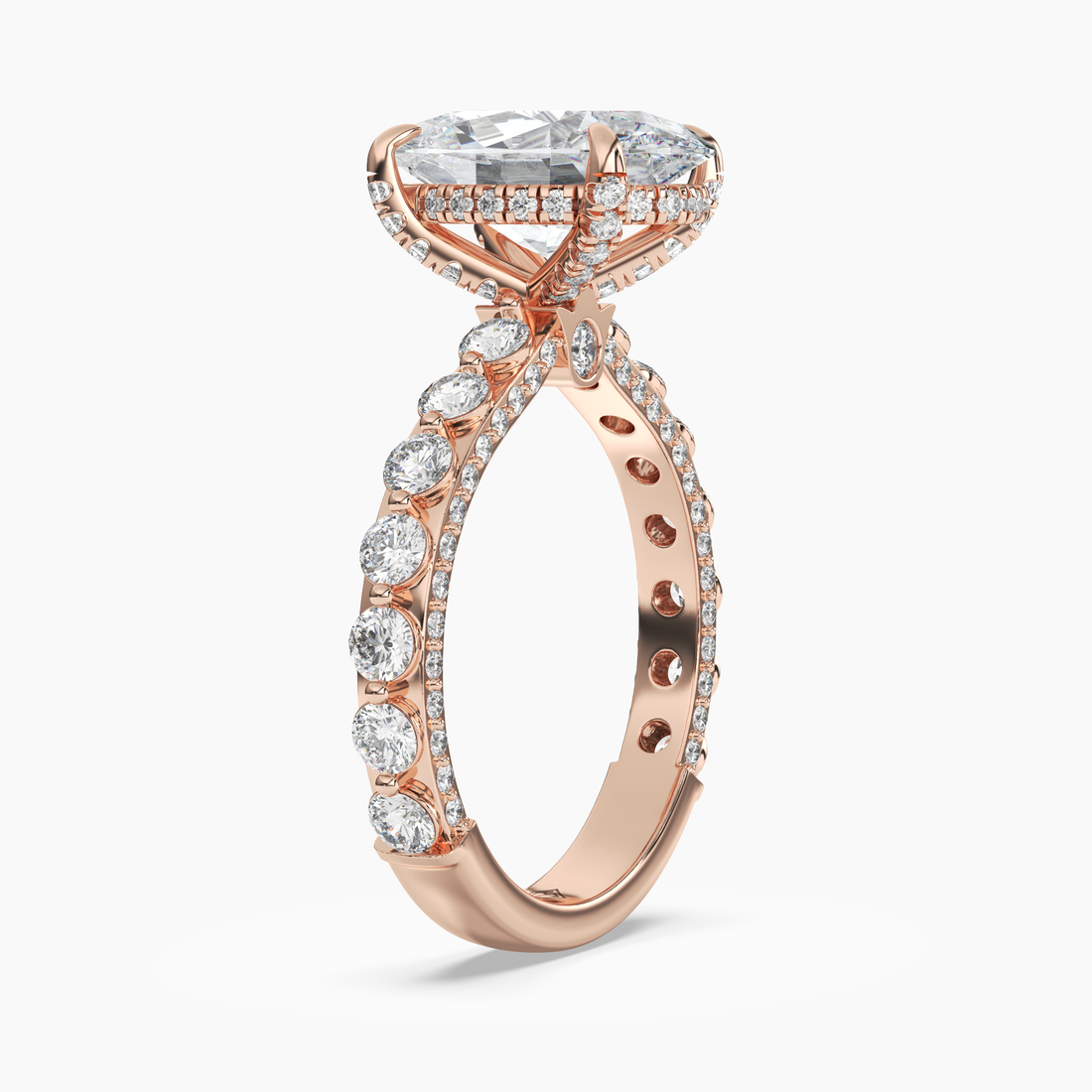 Ophelia 1 Carat Oval Cut Solitaire Lab Grown Diamond Ring in 18K Rose Gold - View 2