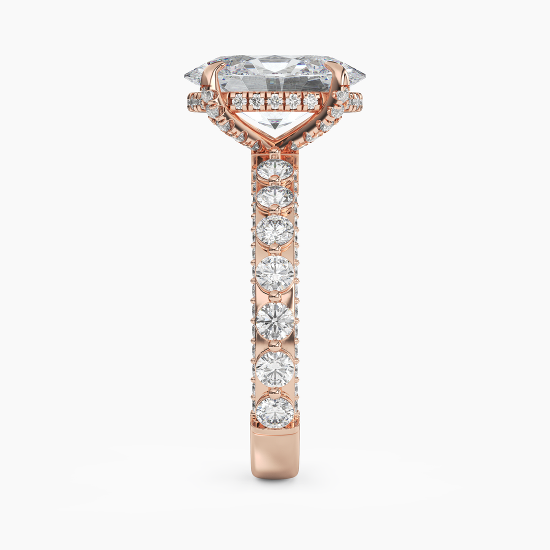 Ophelia 4 Carat Oval Cut Solitaire Lab Grown Diamond Ring in 18K Rose Gold - View 3