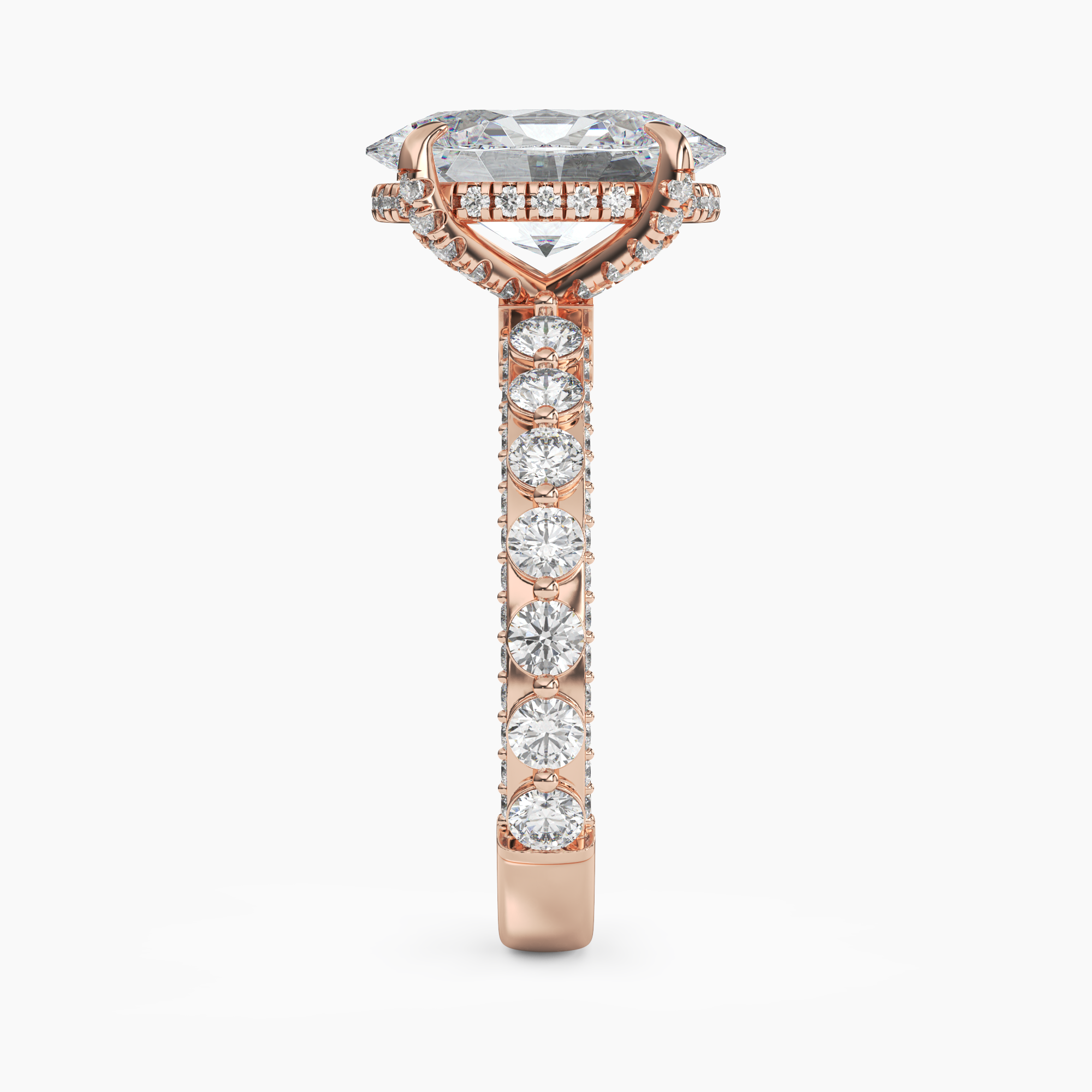 Ophelia 2.5 Carat Oval Cut Solitaire Lab Grown Diamond Ring in 14K Rose Gold - View 3