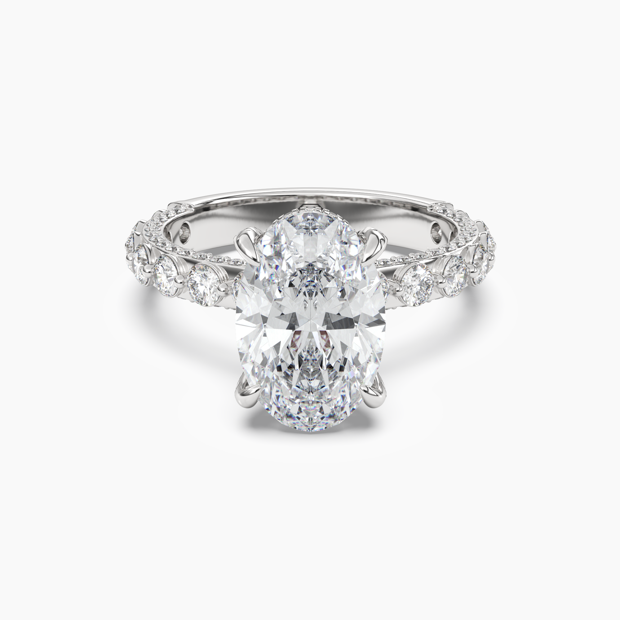 Ophelia 4 Carat Oval Cut Solitaire Lab Grown Diamond Ring in Platinum