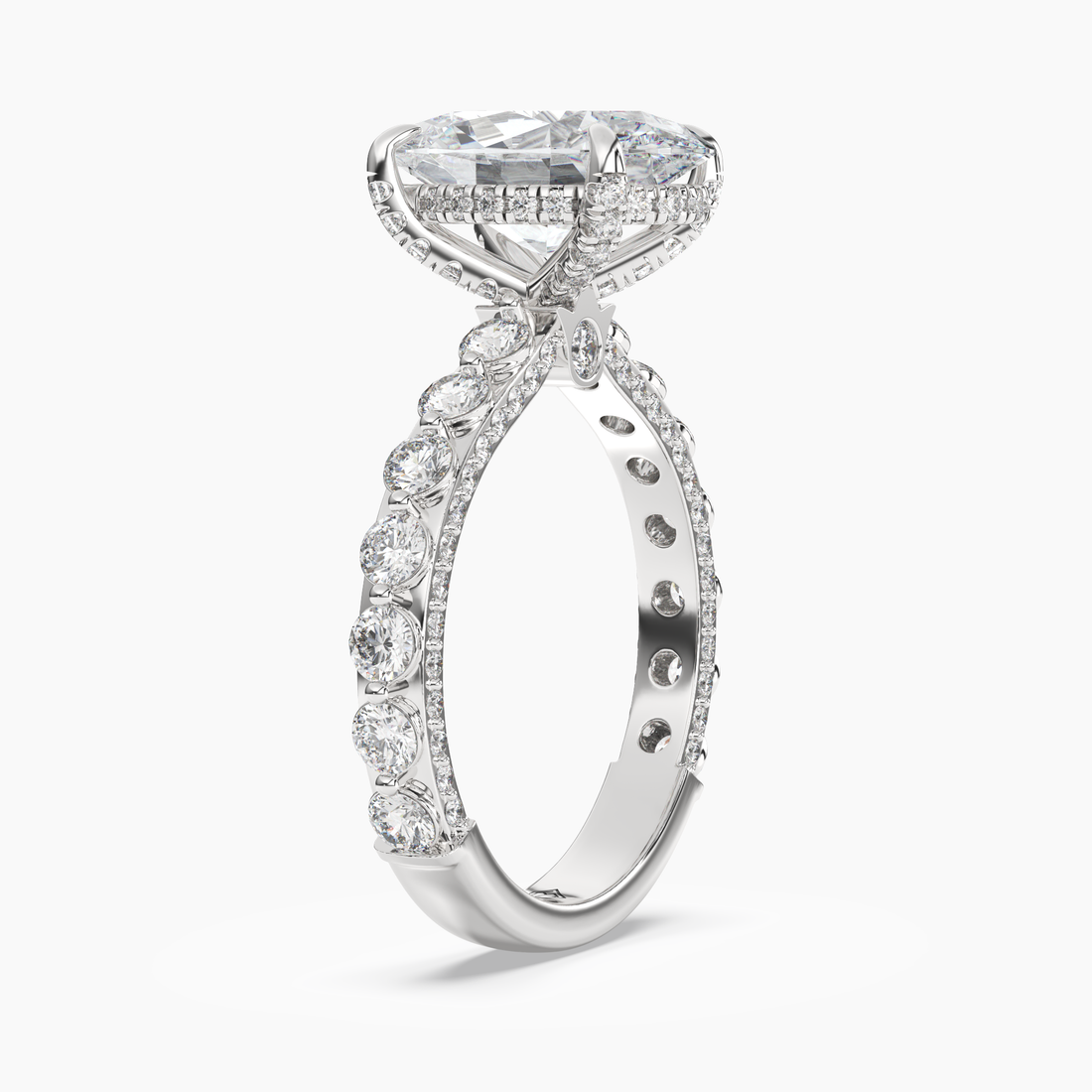 Ophelia 2 Carat Oval Cut Solitaire Lab Grown Diamond Ring in 10K White Gold - View 2