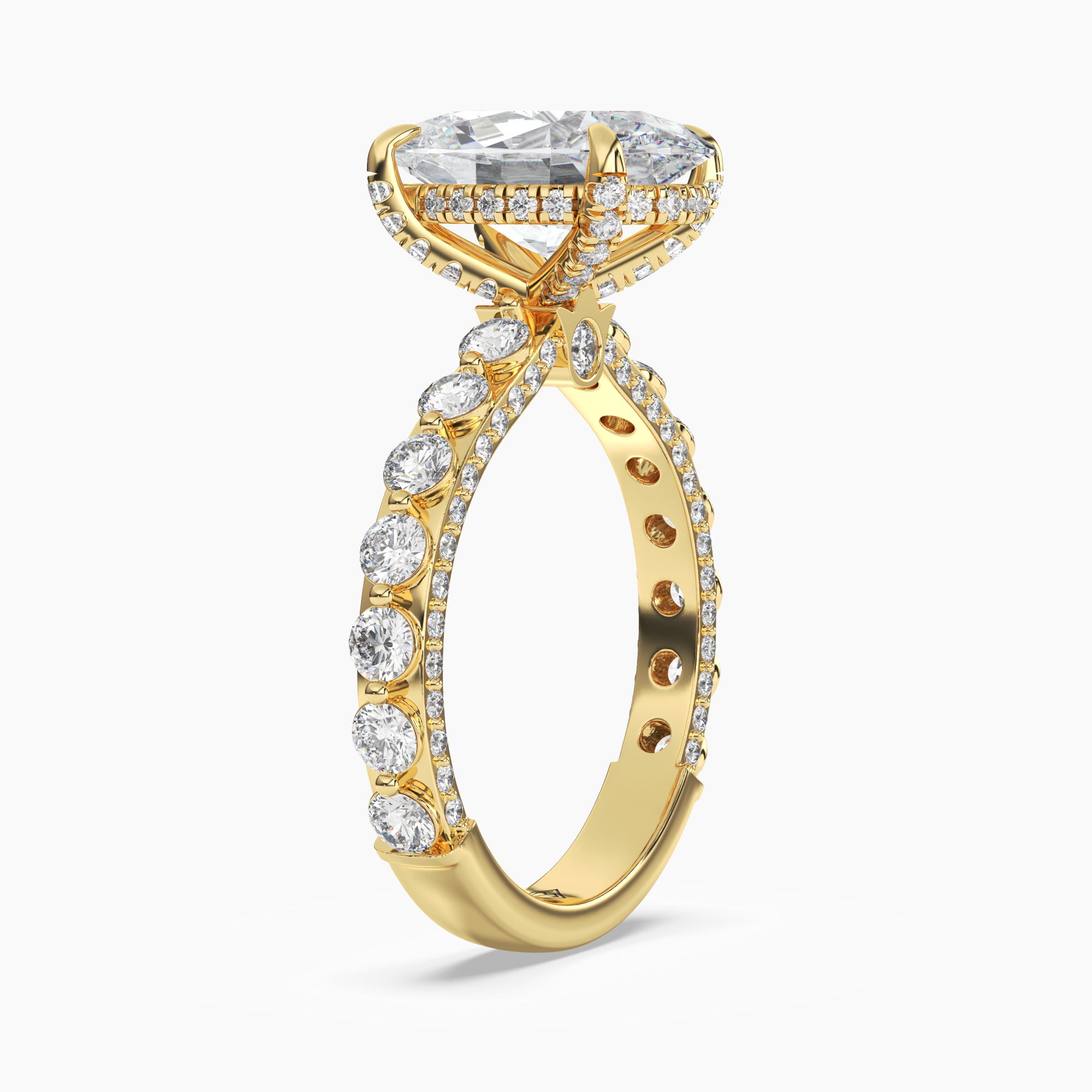 Ophelia 2 Carat Oval Cut Solitaire Lab Grown Diamond Ring in 14K Yellow Gold - View 2