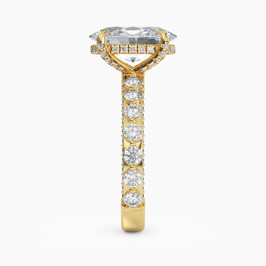 Ophelia 2 Carat Oval Cut Solitaire Lab Grown Diamond Ring in 14K Yellow Gold - View 3