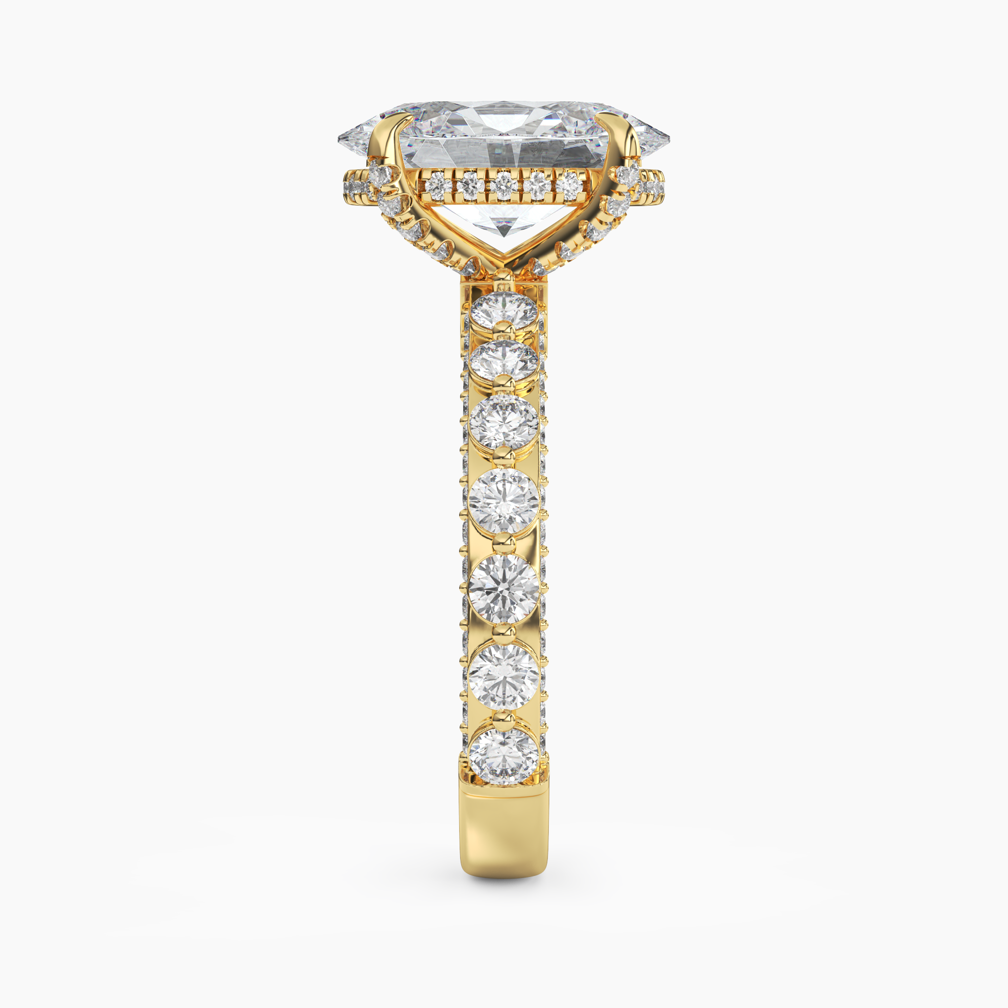 Ophelia 2 Carat Oval Cut Solitaire Lab Grown Diamond Ring in 10K Yellow Gold - View 3