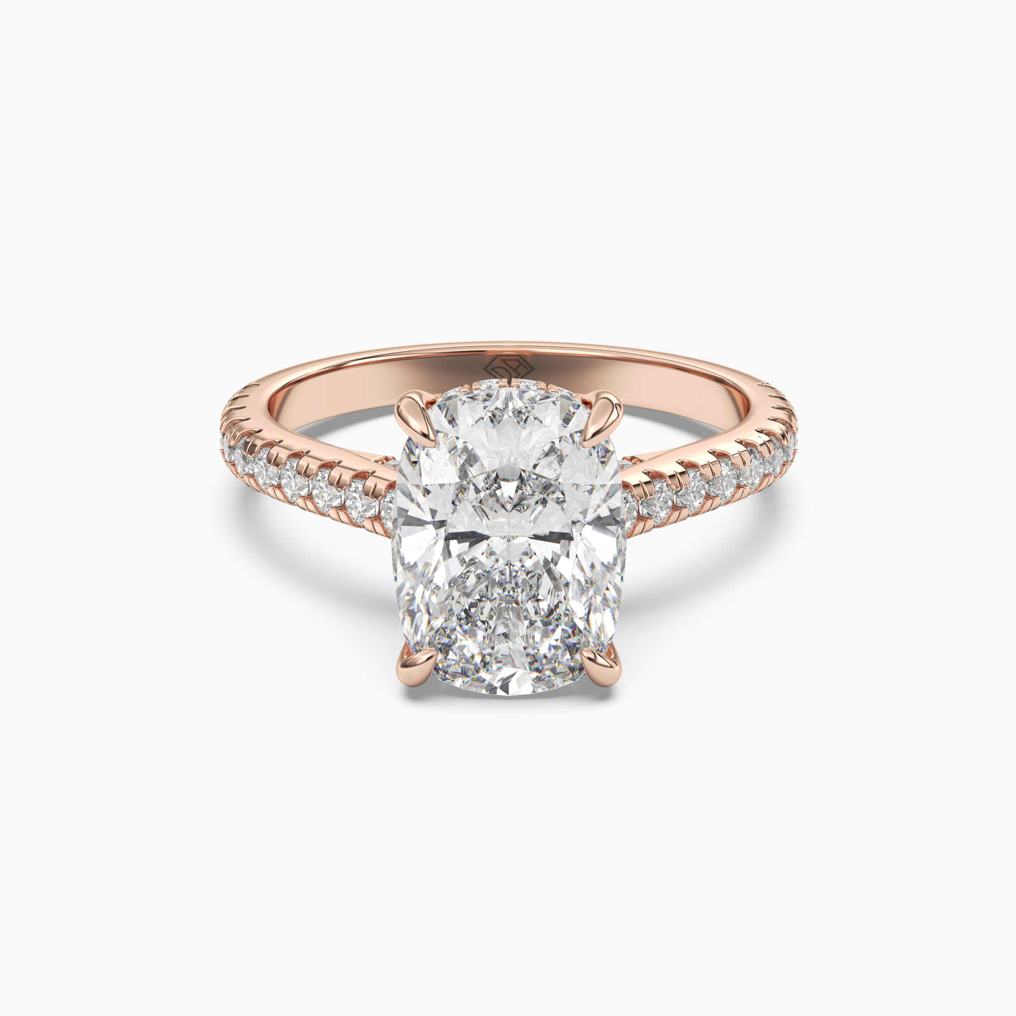 Juliet 2.5 Carat Cushion Cut Hidden Halo Lab Grown Diamond Ring in 10K White Gold - View 7