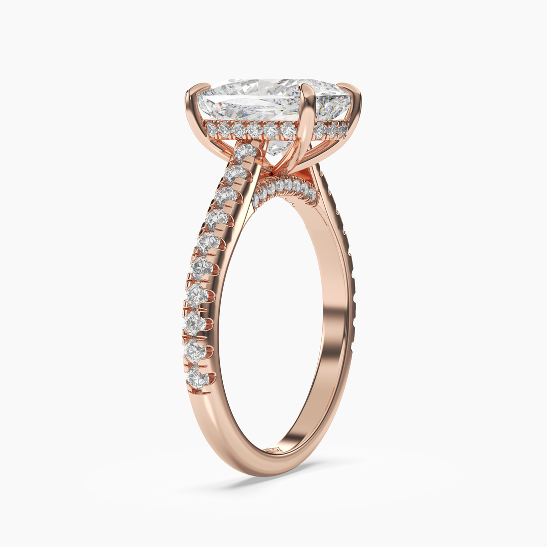 Juliet 5 Carat Cushion Cut Hidden Halo Lab Grown Diamond Ring in 10K Yellow Gold - View 8