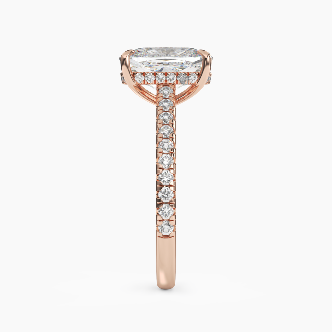 Juliet 1 Carat Cushion Cut Hidden Halo Lab Grown Diamond Ring in 10K Rose Gold - View 3