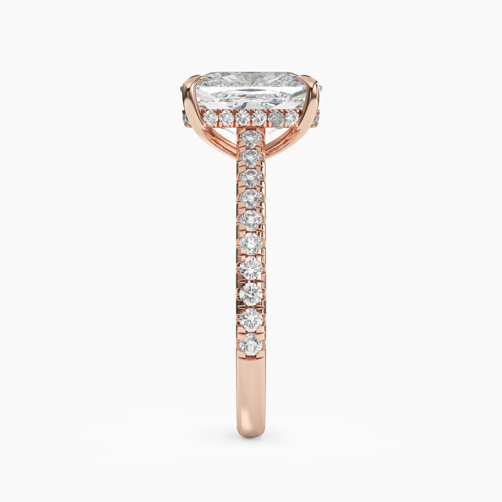 Juliet 3 Carat Cushion Cut Hidden Halo Lab Grown Diamond Ring in 14K Yellow Gold - View 9
