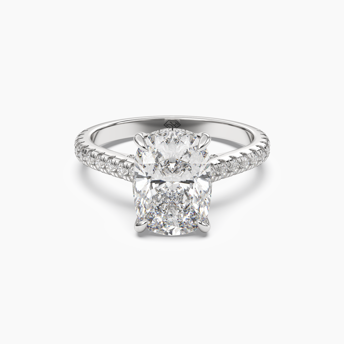 Juliet 1 Carat Cushion Cut Hidden Halo Lab Grown Diamond Ring in Platinum