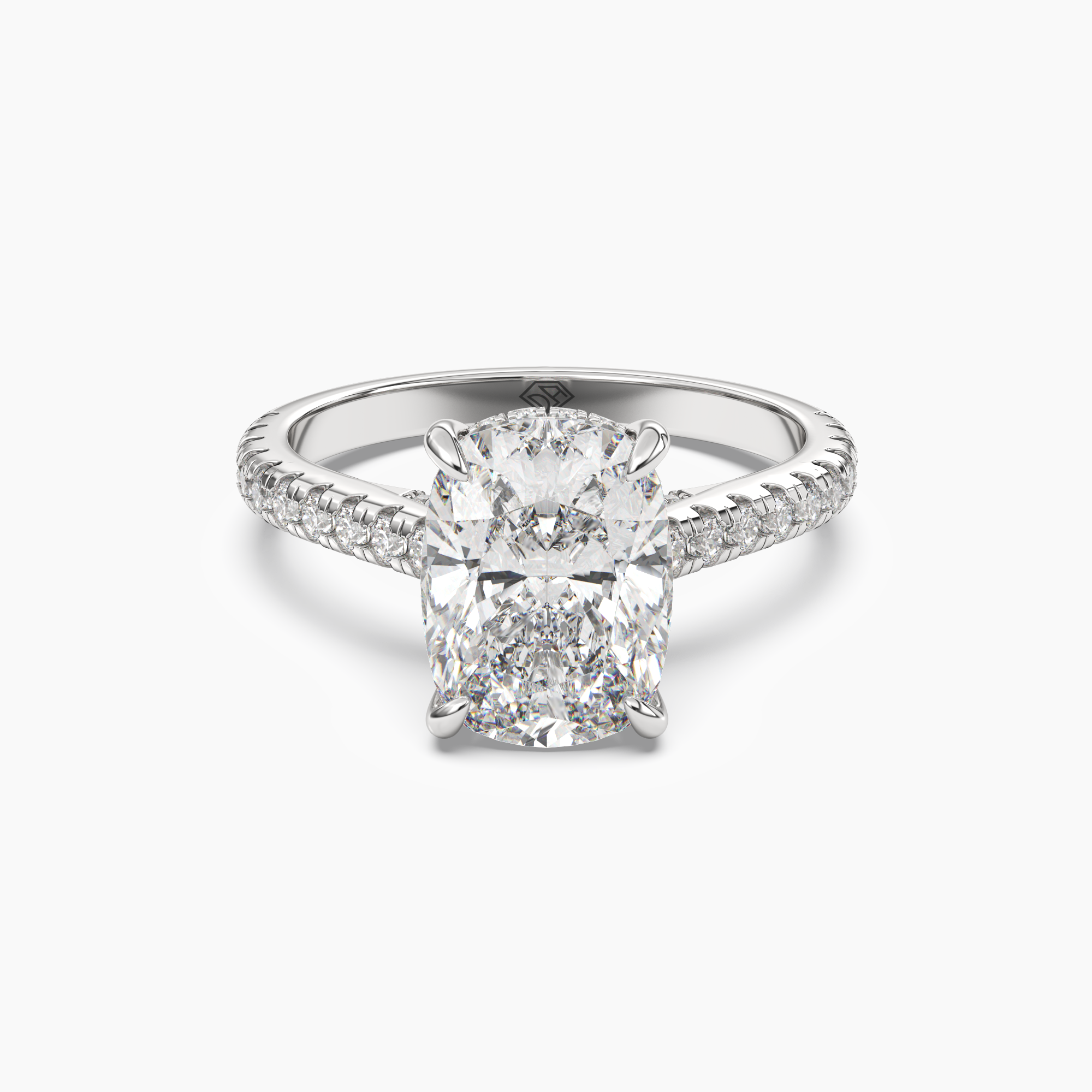 Lunaris Cushion Hidden Halo 1.5 Carat Lab Grown Diamond Engagement Ring in 18K Rose Gold