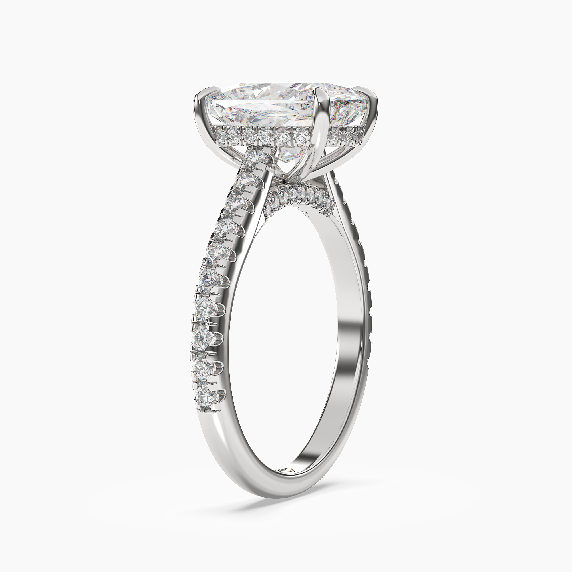 Juliet 3 Carat Cushion Cut Hidden Halo Lab Grown Diamond Ring in 18K Rose Gold - View 5