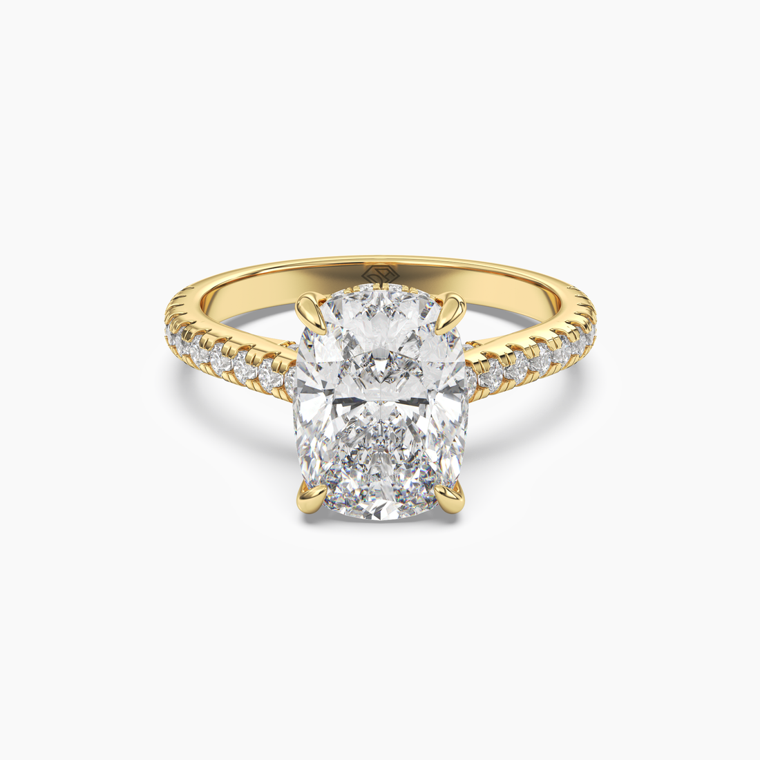 Juliet 1 Carat Cushion Cut Hidden Halo Lab Grown Diamond Ring in Platinum - View 4