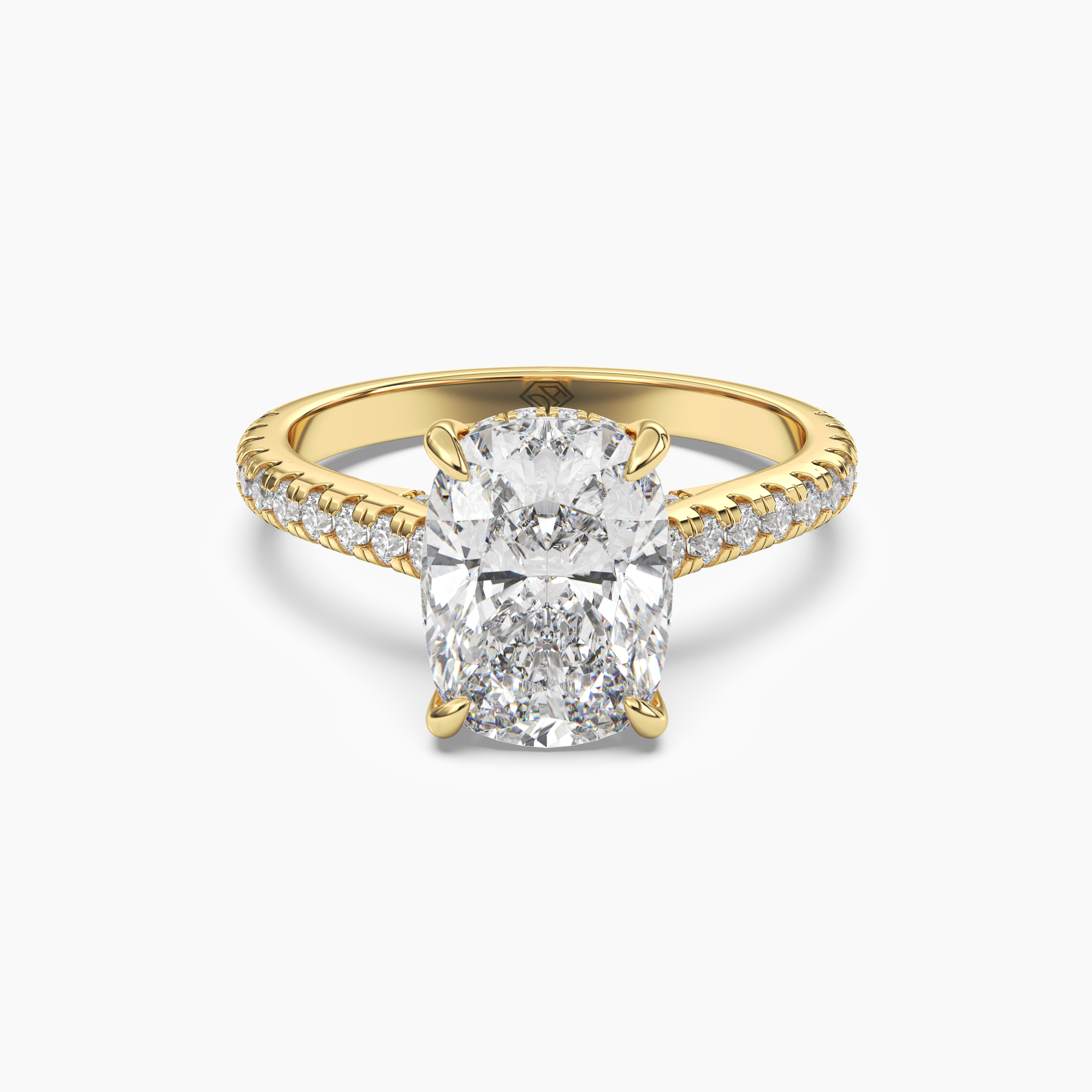 Juliet 1 Carat Cushion Cut Hidden Halo Lab Grown Diamond Ring in 10K White Gold - View 4