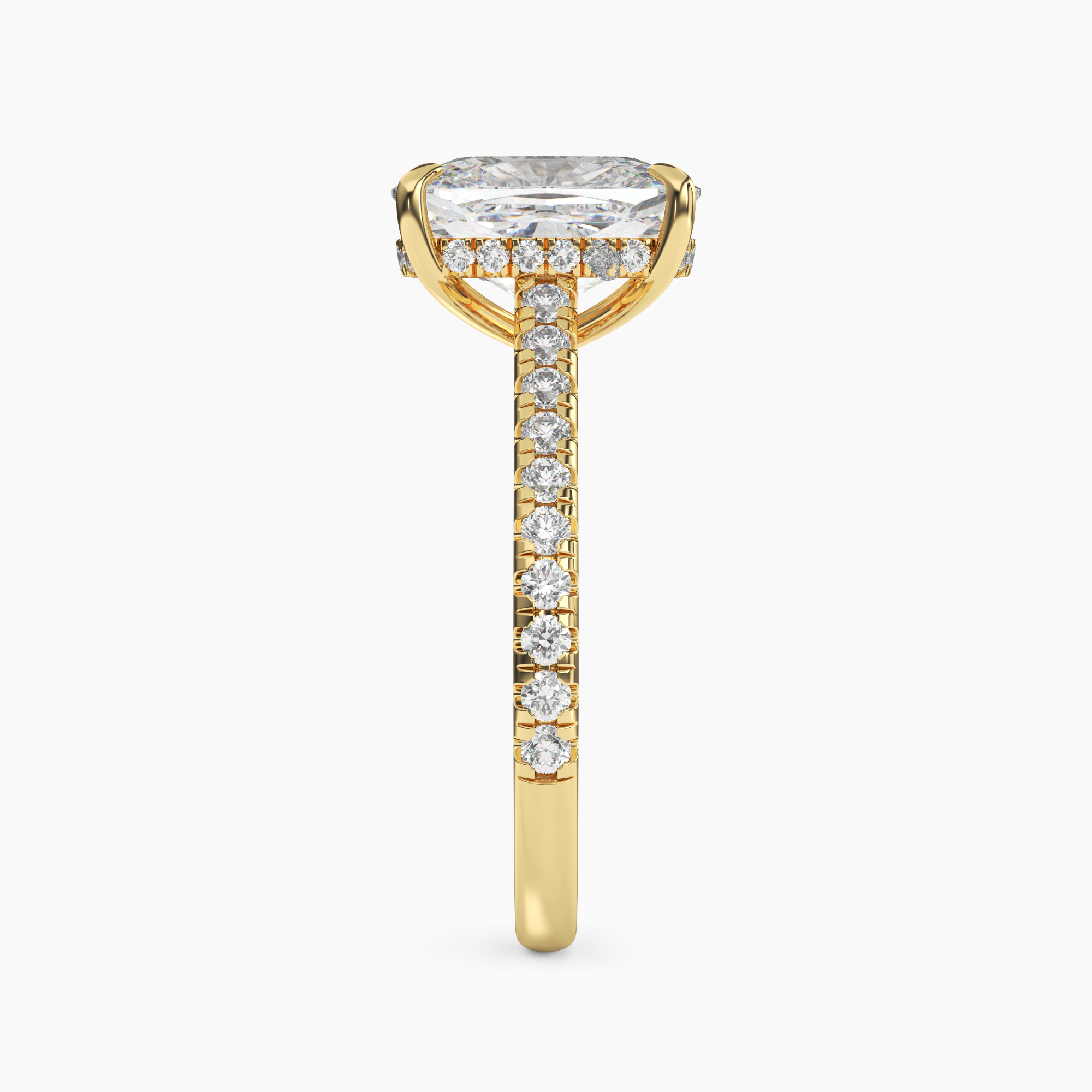 Juliet 2.5 Carat Cushion Cut Hidden Halo Lab Grown Diamond Ring in 10K White Gold - View 6