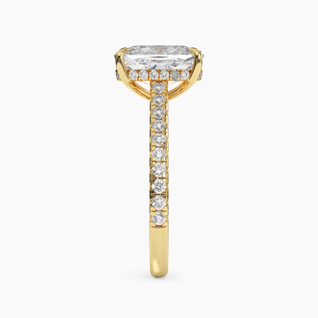 Juliet 2 Carat Cushion Cut Hidden Halo Lab Grown Diamond Ring in Silver - View 6