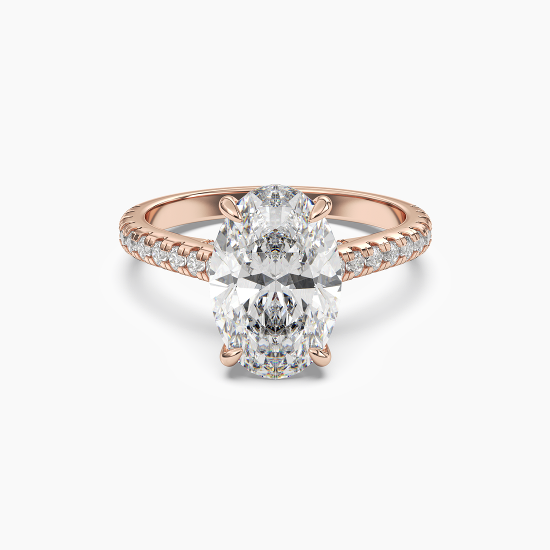 Juliet 4 Carat Oval Cut Hidden Halo Lab Grown Diamond Ring in 10K Rose Gold