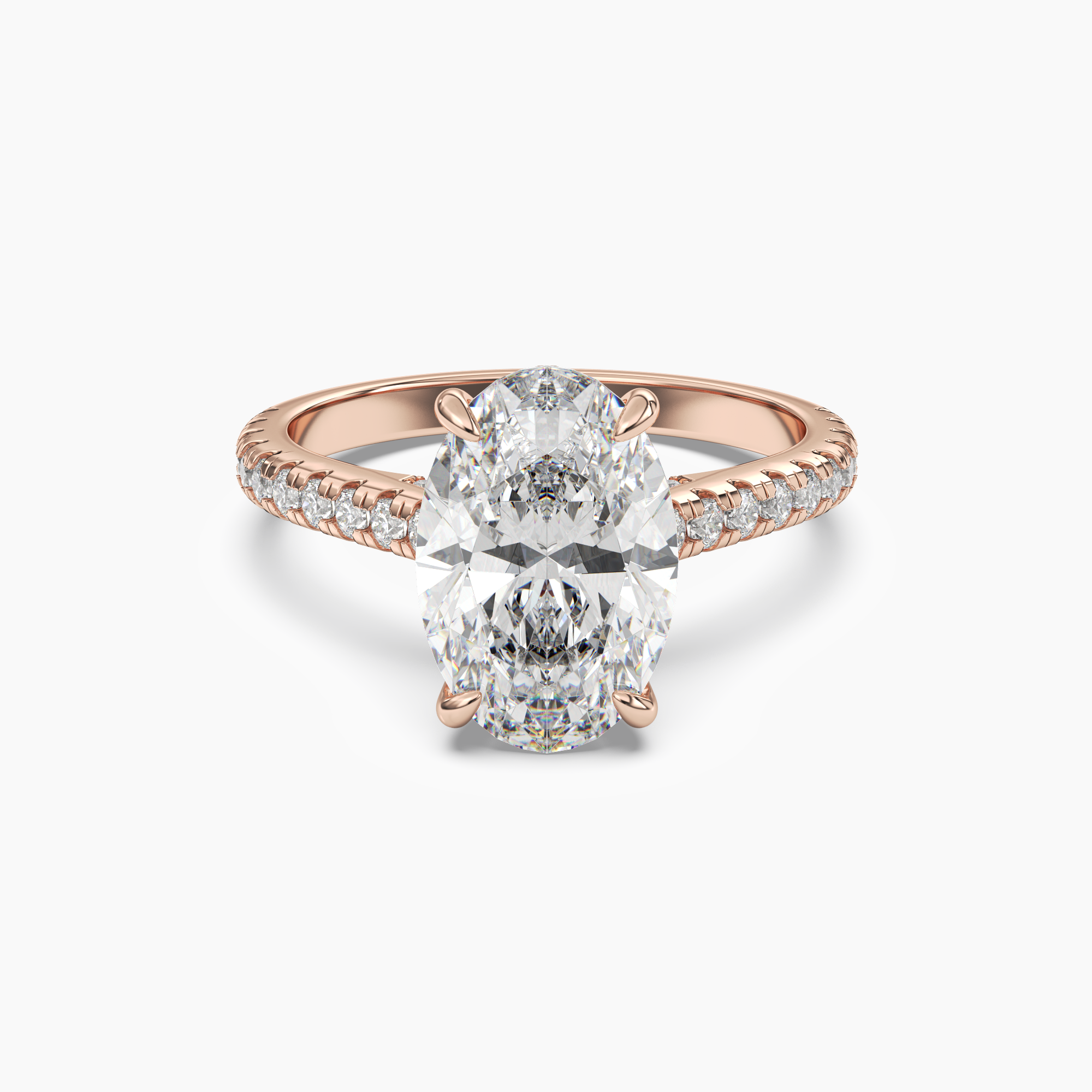 Juliet 4 Carat Oval Cut Hidden Halo Lab Grown Diamond Ring in Platinum - View 7