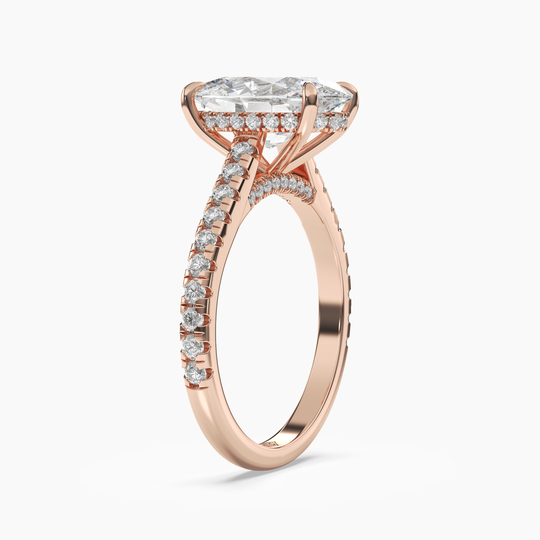 Juliet 1.5 Carat Oval Cut Hidden Halo Lab Grown Diamond Ring in 10K Rose Gold - View 2