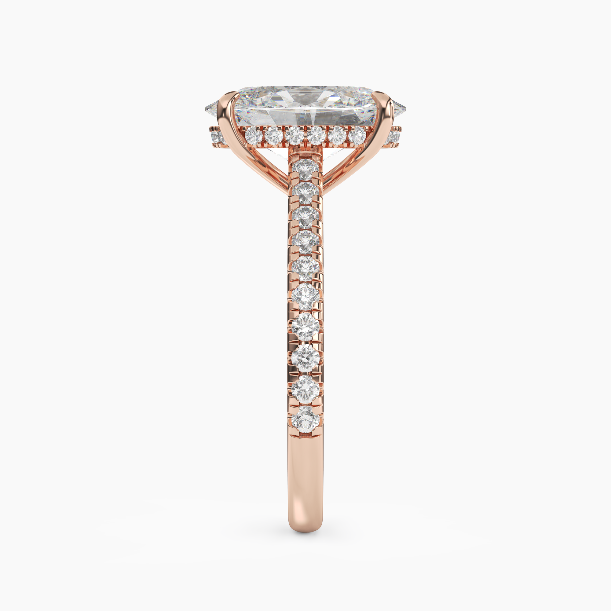 Juliet 2.5 Carat Oval Cut Hidden Halo Lab Grown Diamond Ring in 14K Yellow Gold - View 9