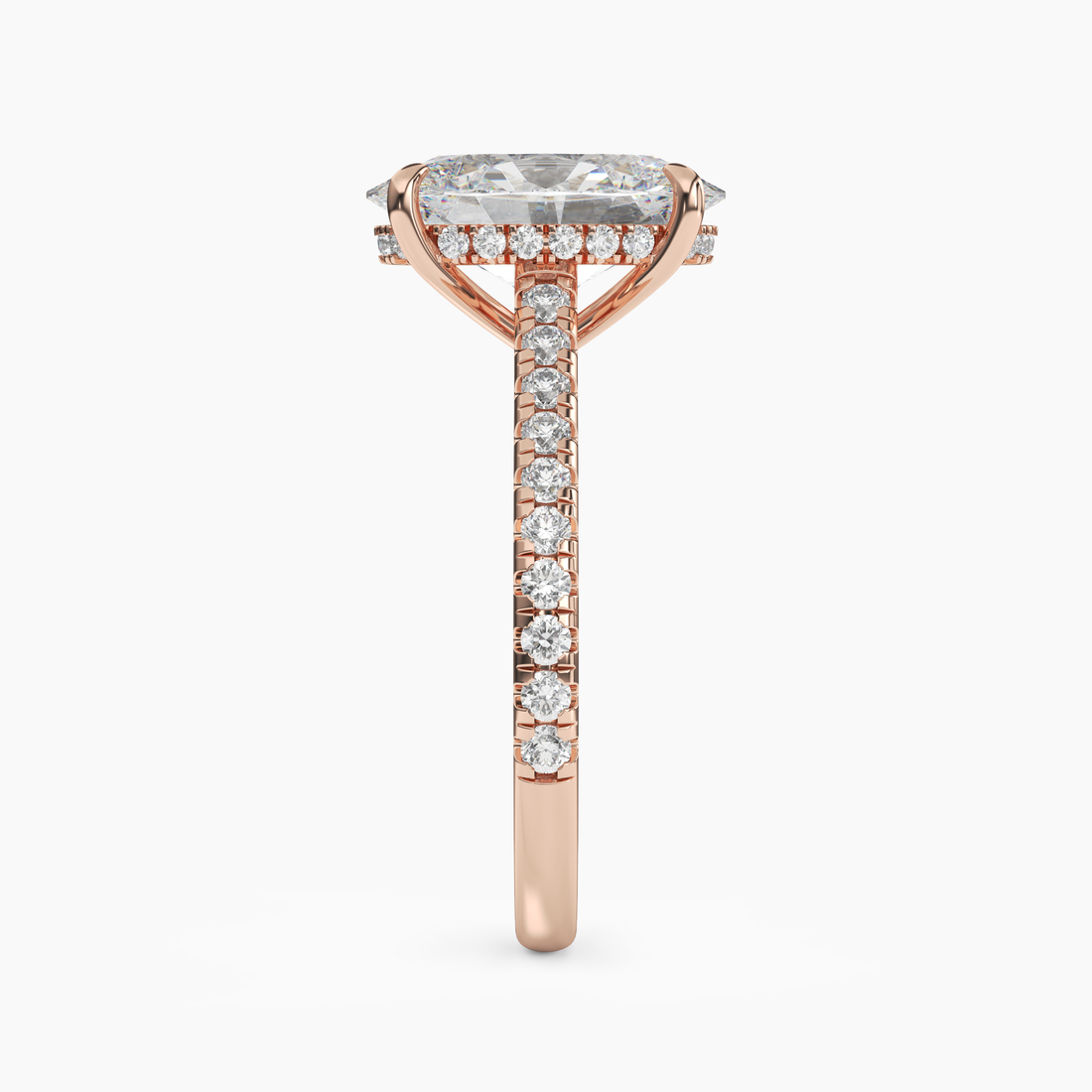 Juliet 3 Carat Oval Cut Hidden Halo Lab Grown Diamond Ring in Silver - View 9