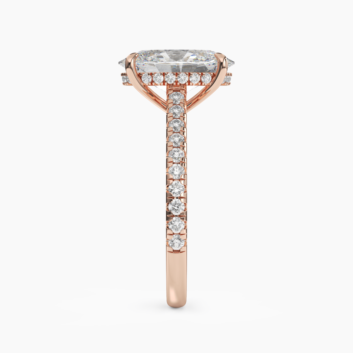 Juliet 2 Carat Oval Cut Hidden Halo Lab Grown Diamond Ring in 14K Yellow Gold - View 9