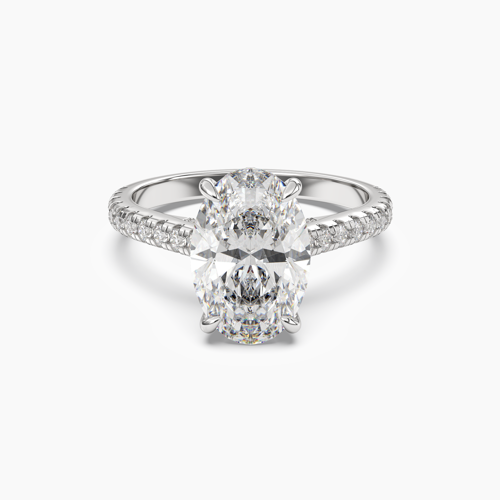 Juliet 2 Carat Oval Cut Hidden Halo Lab Grown Diamond Ring in 14K White Gold