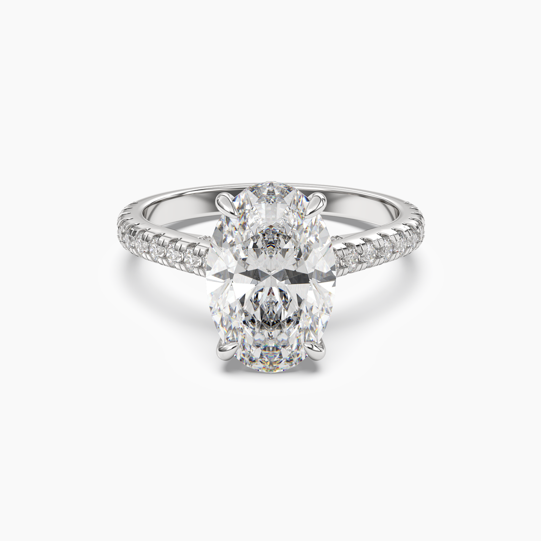 Juliet 3 Carat Oval Cut Hidden Halo Lab Grown Diamond Ring in Platinum