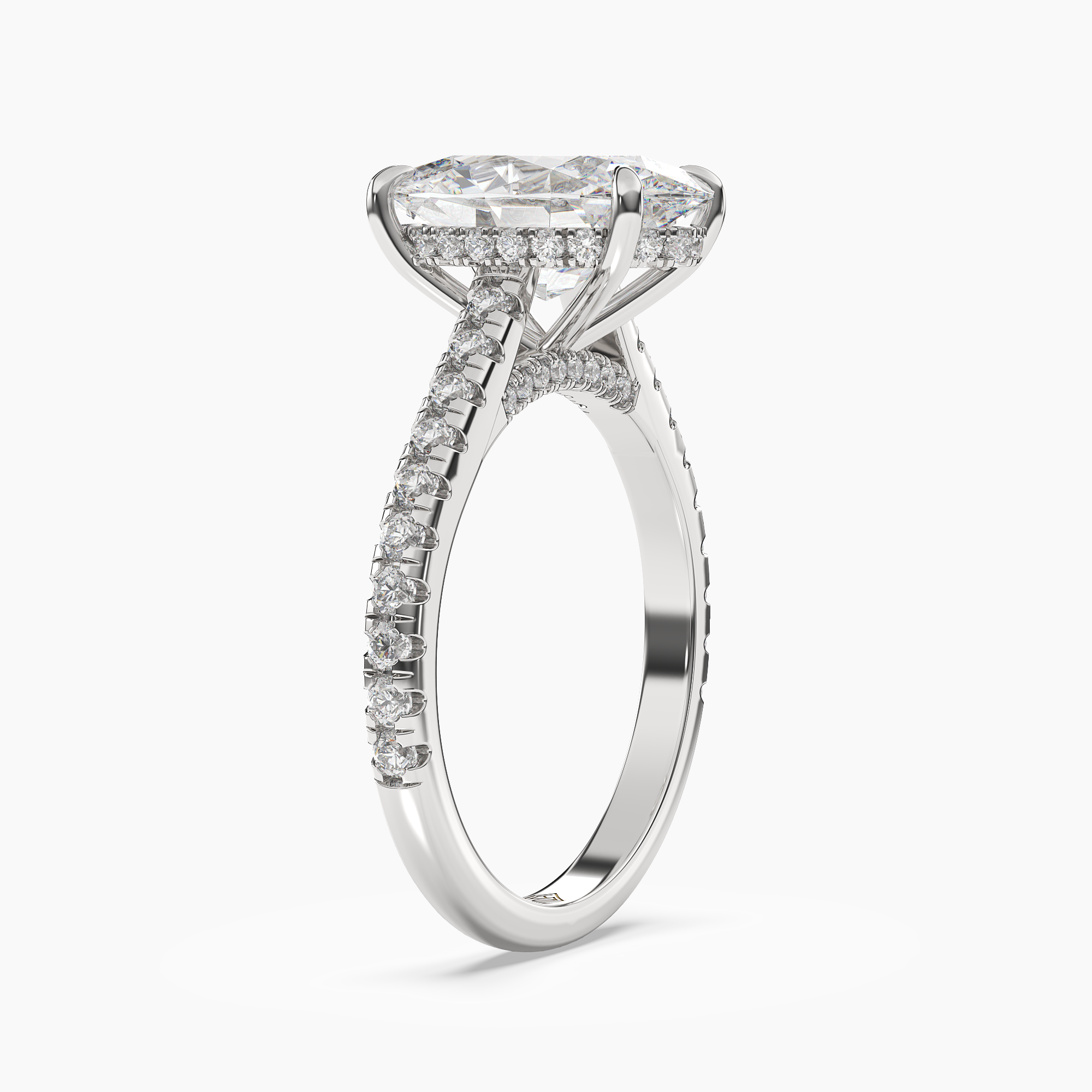 Juliet 1.5 Carat Oval Cut Hidden Halo Lab Grown Diamond Ring in Platinum - View 2