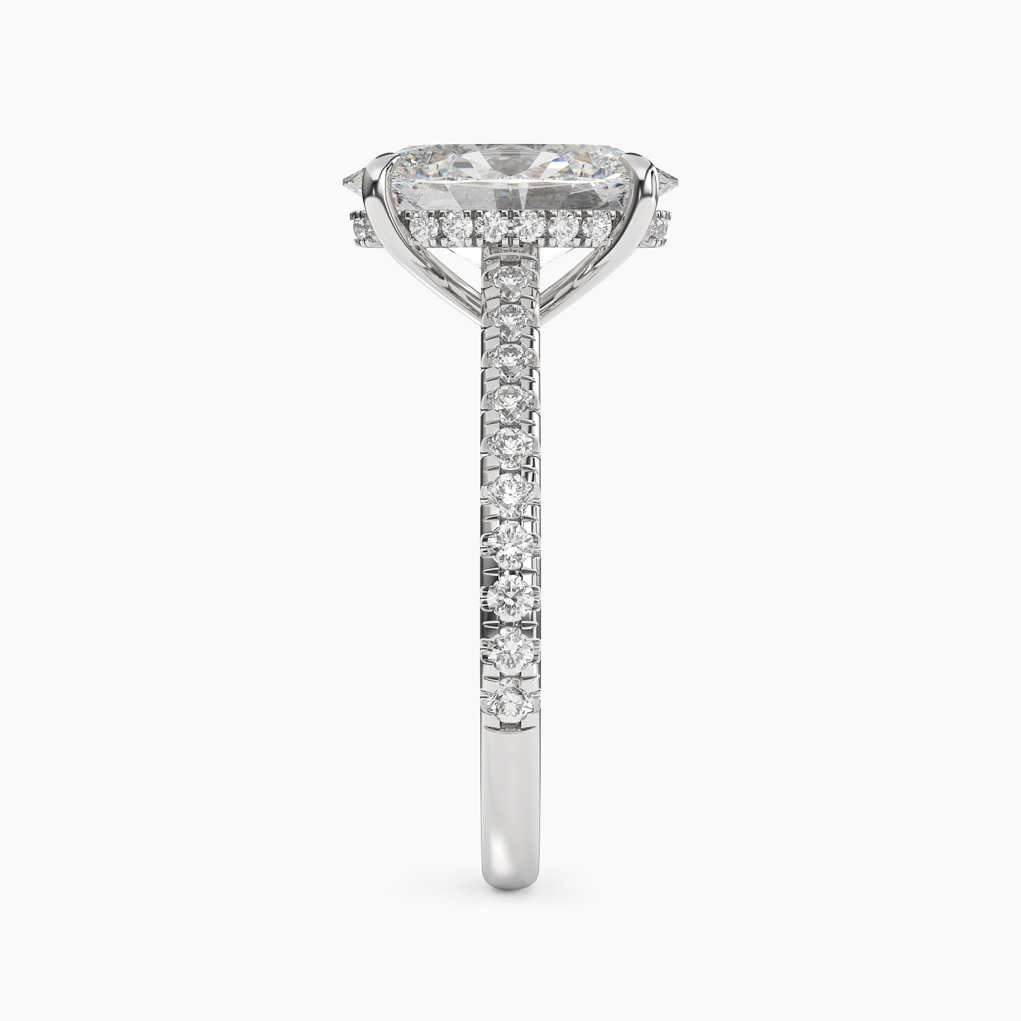 Juliet 5 Carat Oval Cut Hidden Halo Lab Grown Diamond Ring in Silver - View 3