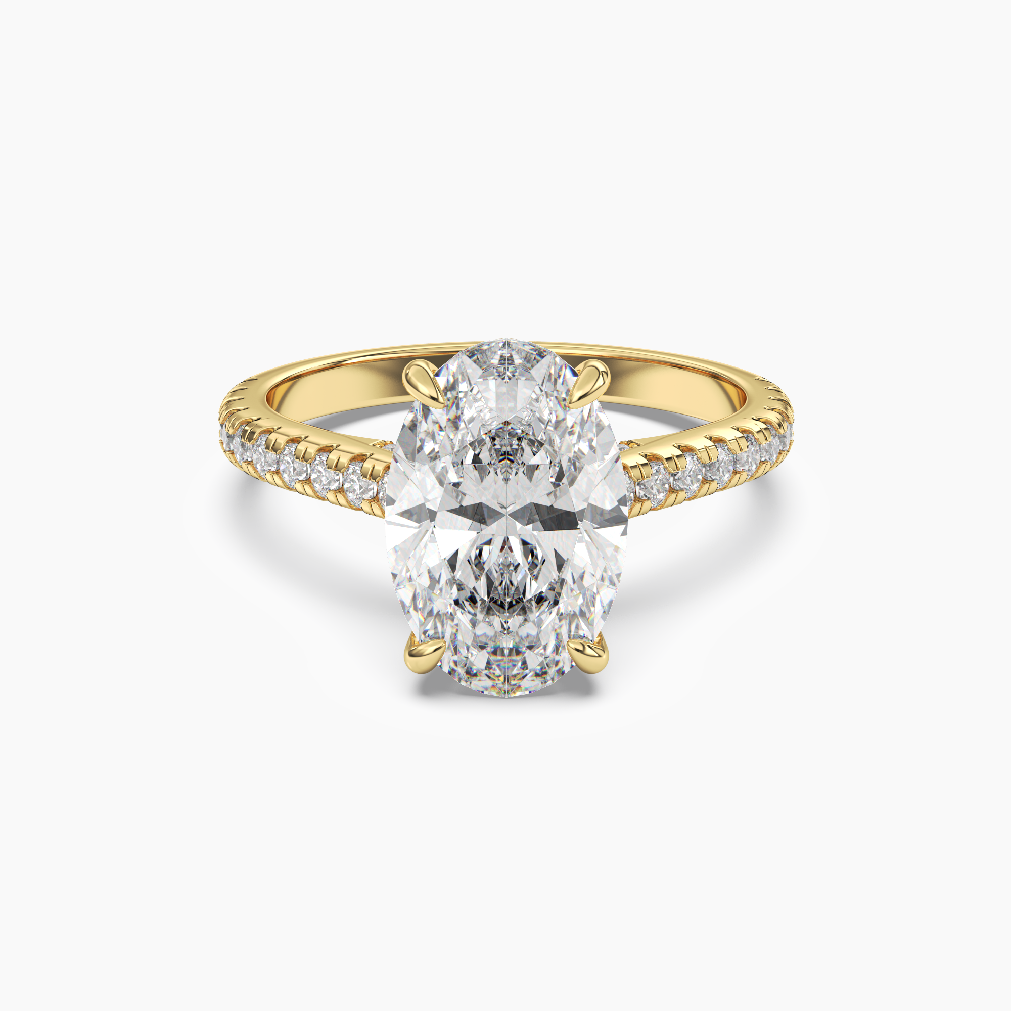 Juliet 3 Carat Oval Cut Hidden Halo Lab Grown Diamond Ring in Silver - View 4