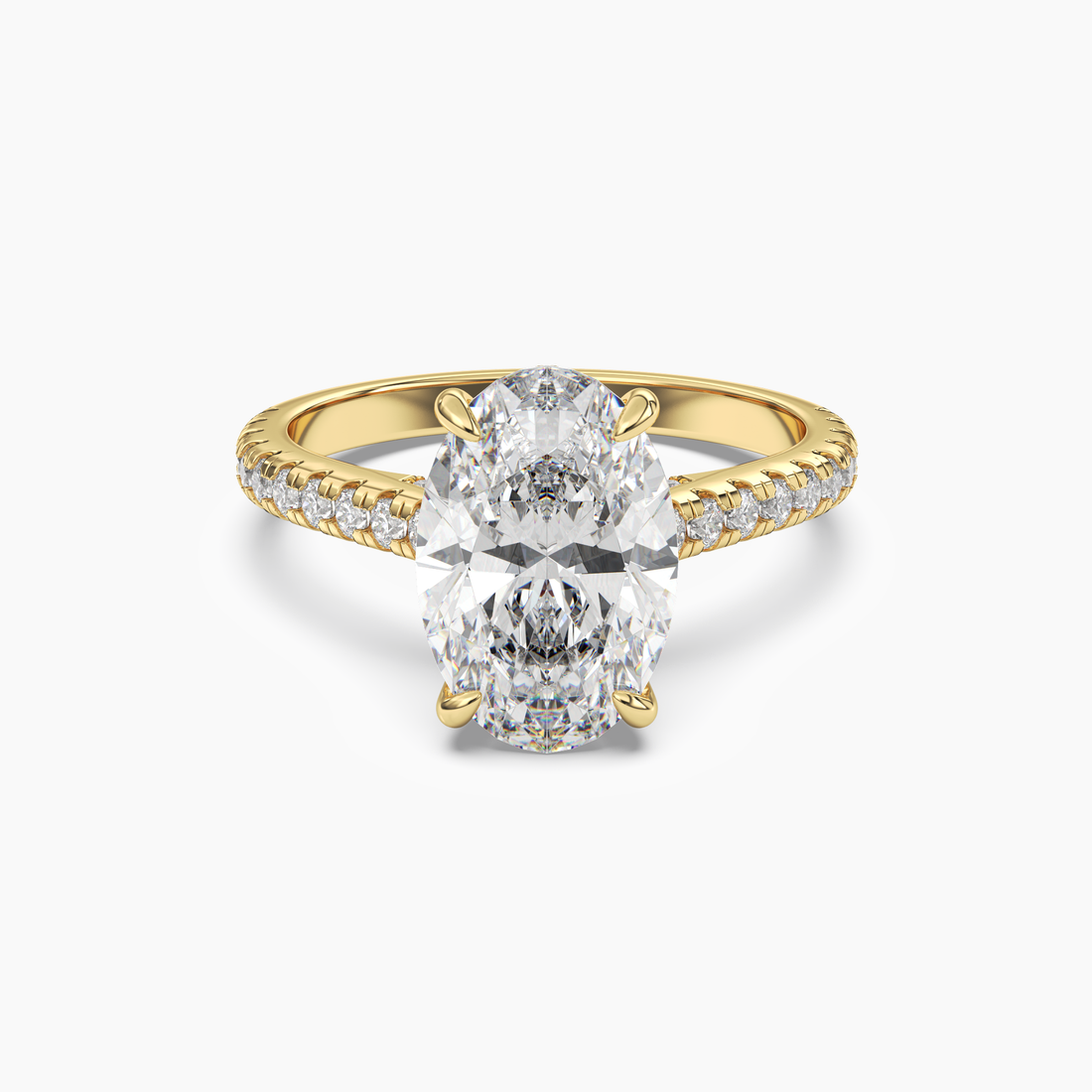 Juliet 3 Carat Oval Cut Hidden Halo Lab Grown Diamond Ring in 18K Rose Gold - View 7