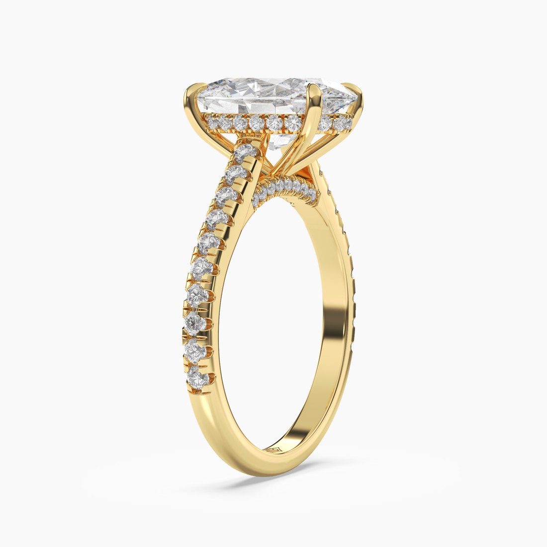 Juliet 1.5 Carat Oval Cut Hidden Halo Lab Grown Diamond Ring in 10K Rose Gold - View 8