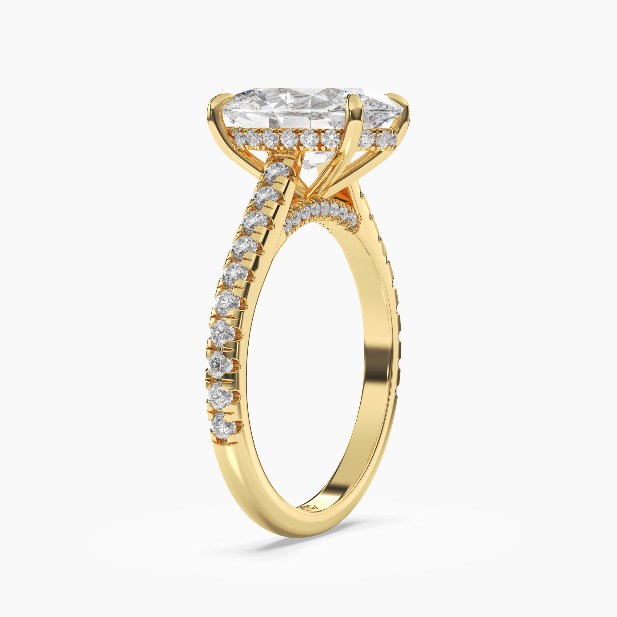 Juliet 5 Carat Oval Cut Hidden Halo Lab Grown Diamond Ring in Silver - View 5