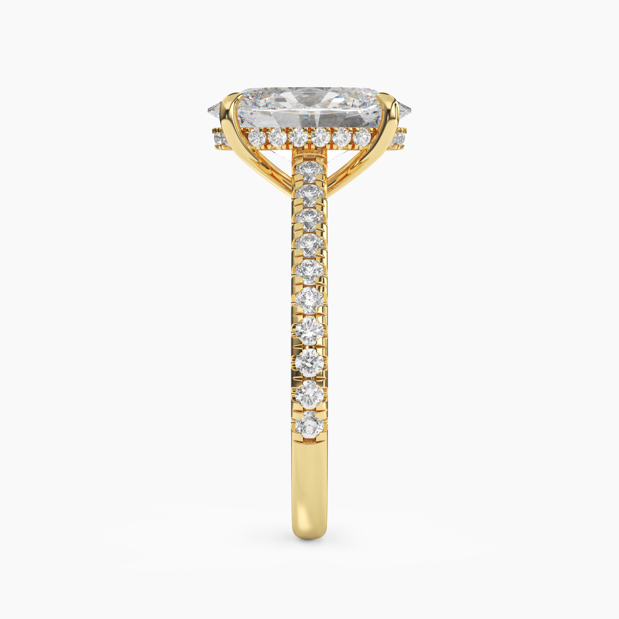 Juliet 2.5 Carat Oval Cut Hidden Halo Lab Grown Diamond Ring in 14K Yellow Gold - View 3