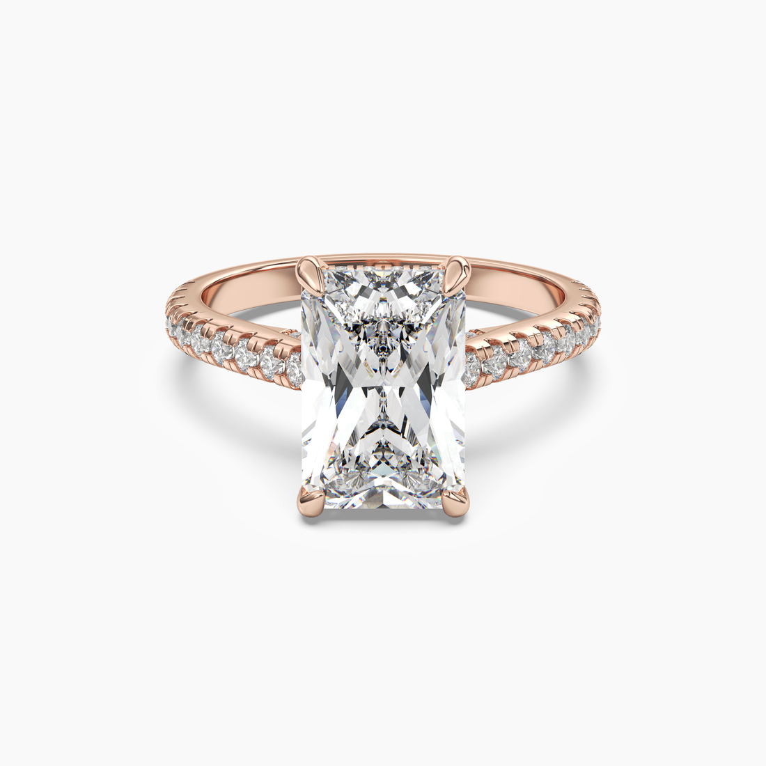 Juliet 3.5 Carat Radiant Cut Solitaire Lab Grown Diamond Ring in 14K Rose Gold