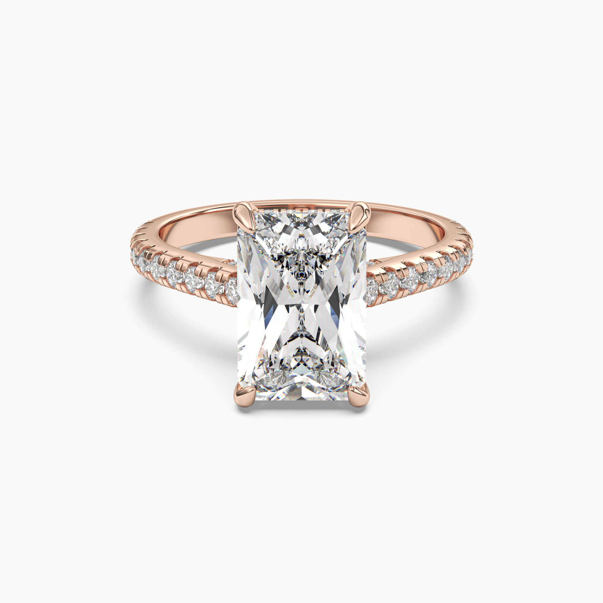 Juliet 4 Carat Radiant Cut Solitaire Lab Grown Diamond Ring in 10K Rose Gold