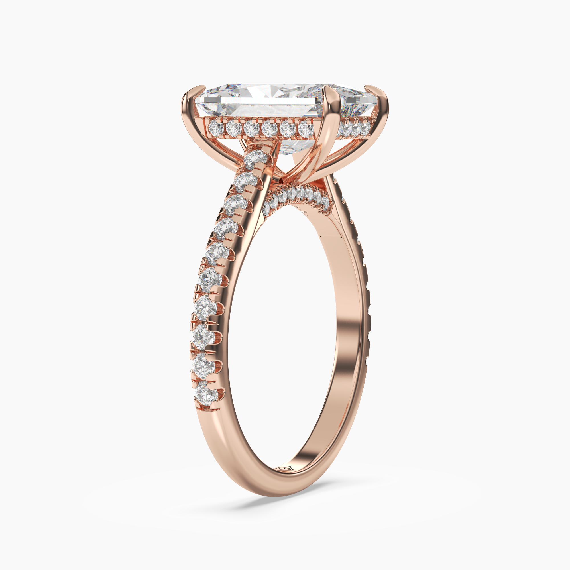 Juliet 4 Carat Radiant Cut Solitaire Lab Grown Diamond Ring in 14K Rose Gold - View 2