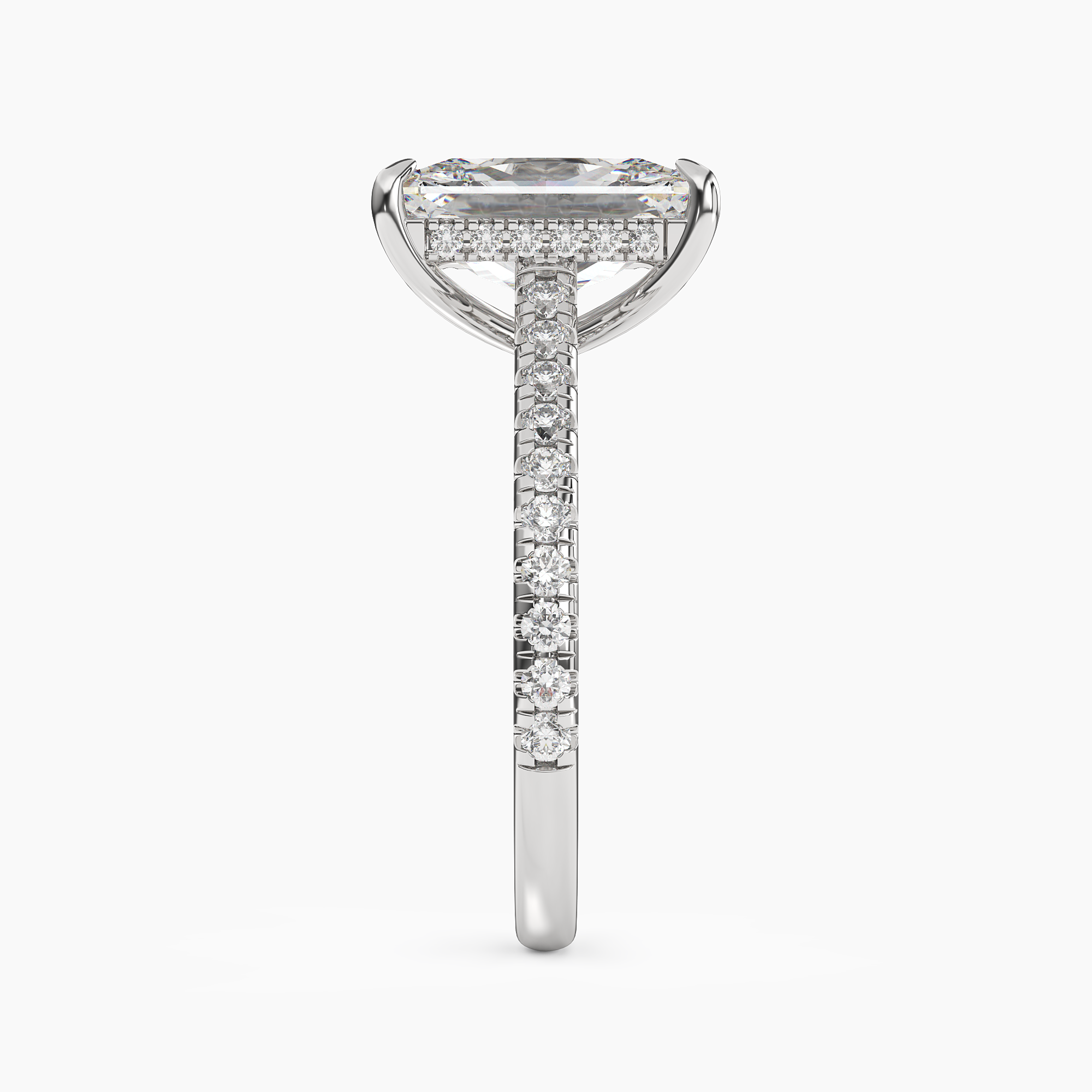 Juliet 2 Carat Radiant Cut Solitaire Lab Grown Diamond Ring in Silver - View 3