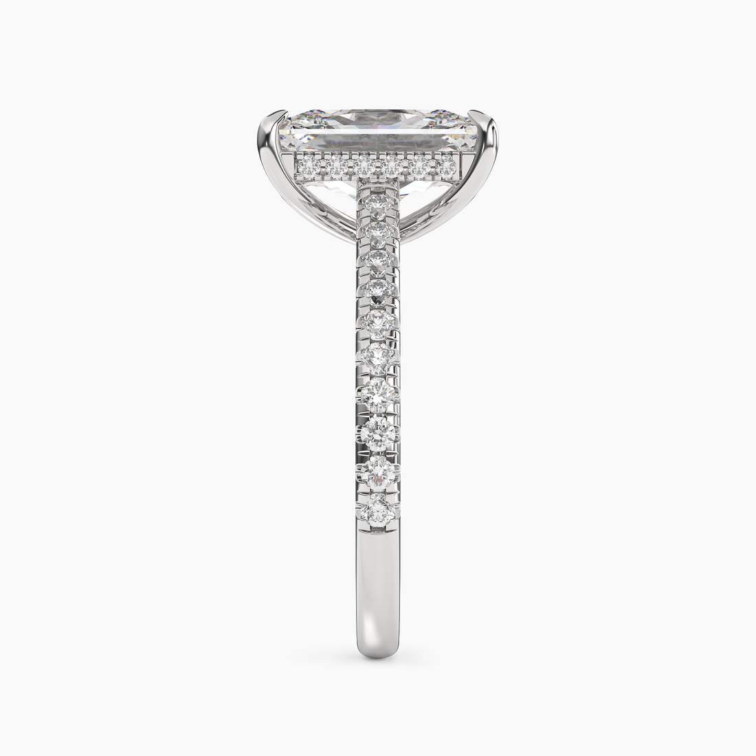 Juliet 2 Carat Radiant Cut Solitaire Lab Grown Diamond Ring in Silver - View 3