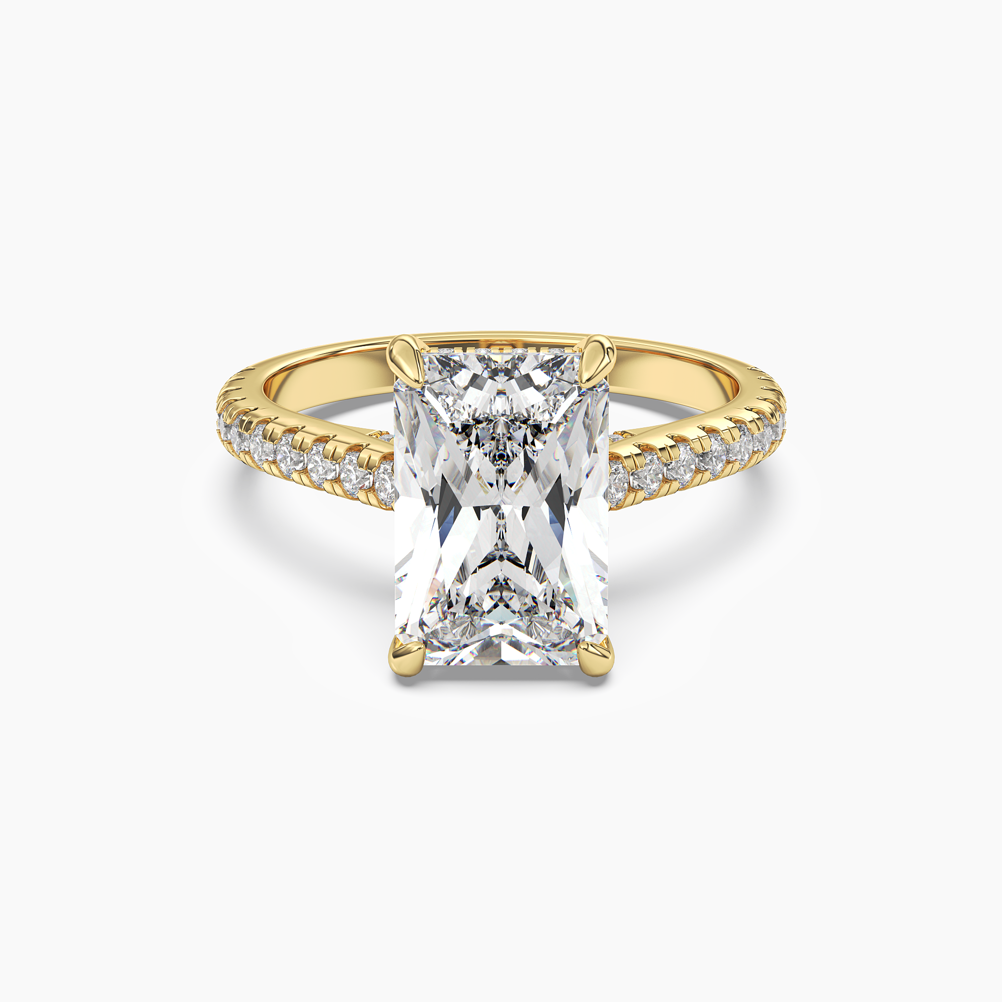 Juliet 5 Carat Radiant Cut Solitaire Lab Grown Diamond Ring in 18K Yellow Gold