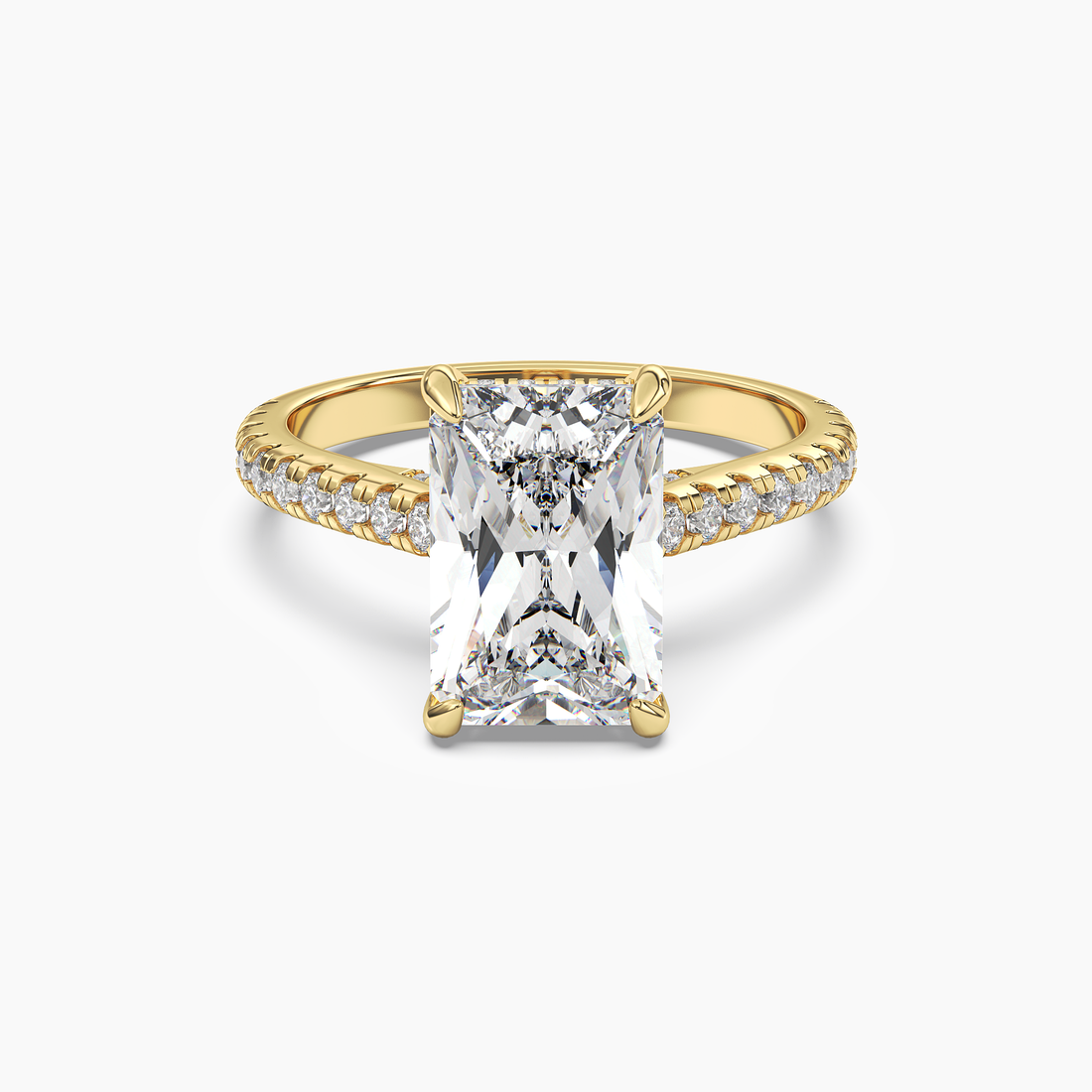 Juliet 2.5 Carat Radiant Cut Solitaire Lab Grown Diamond Ring in 18K Yellow Gold