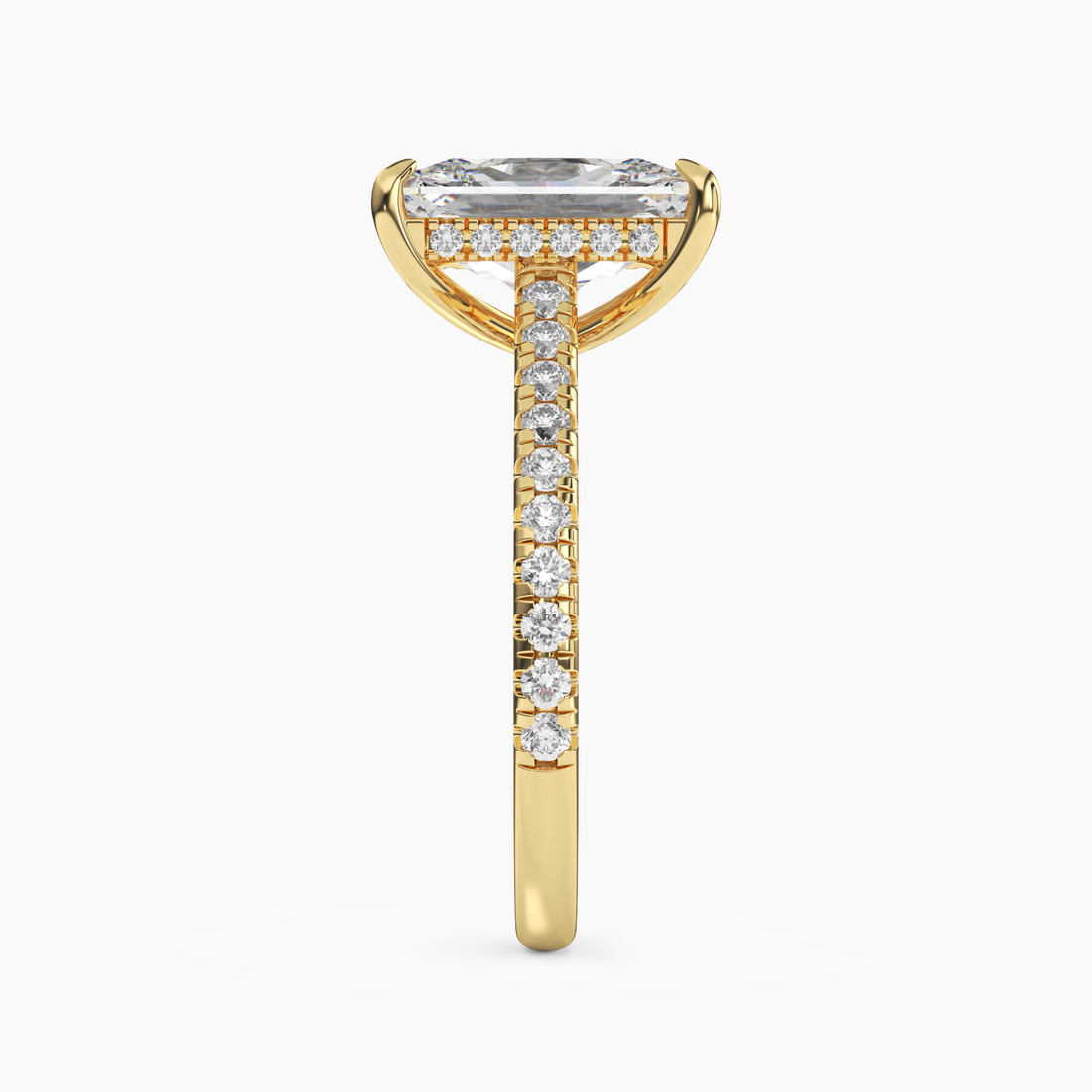 Juliet 3 Carat Radiant Cut Solitaire Lab Grown Diamond Ring in 18K Yellow Gold - View 3