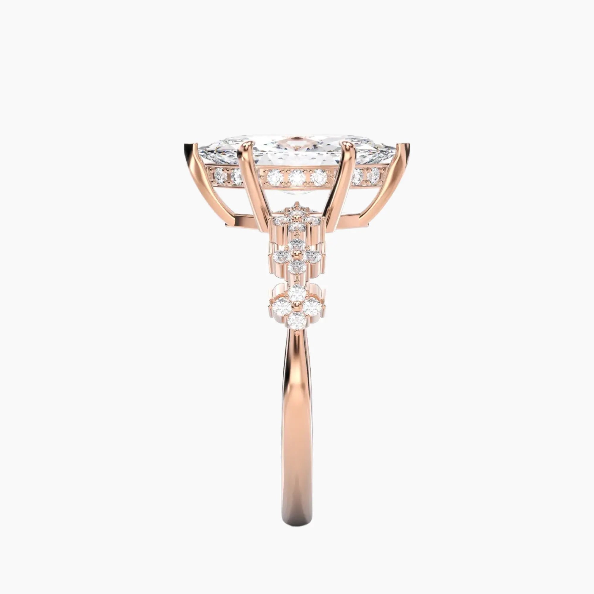 Starveil Marquise Unique 1.5 Carat Lab Grown Diamond Engagement Ring in 18K Rose Gold