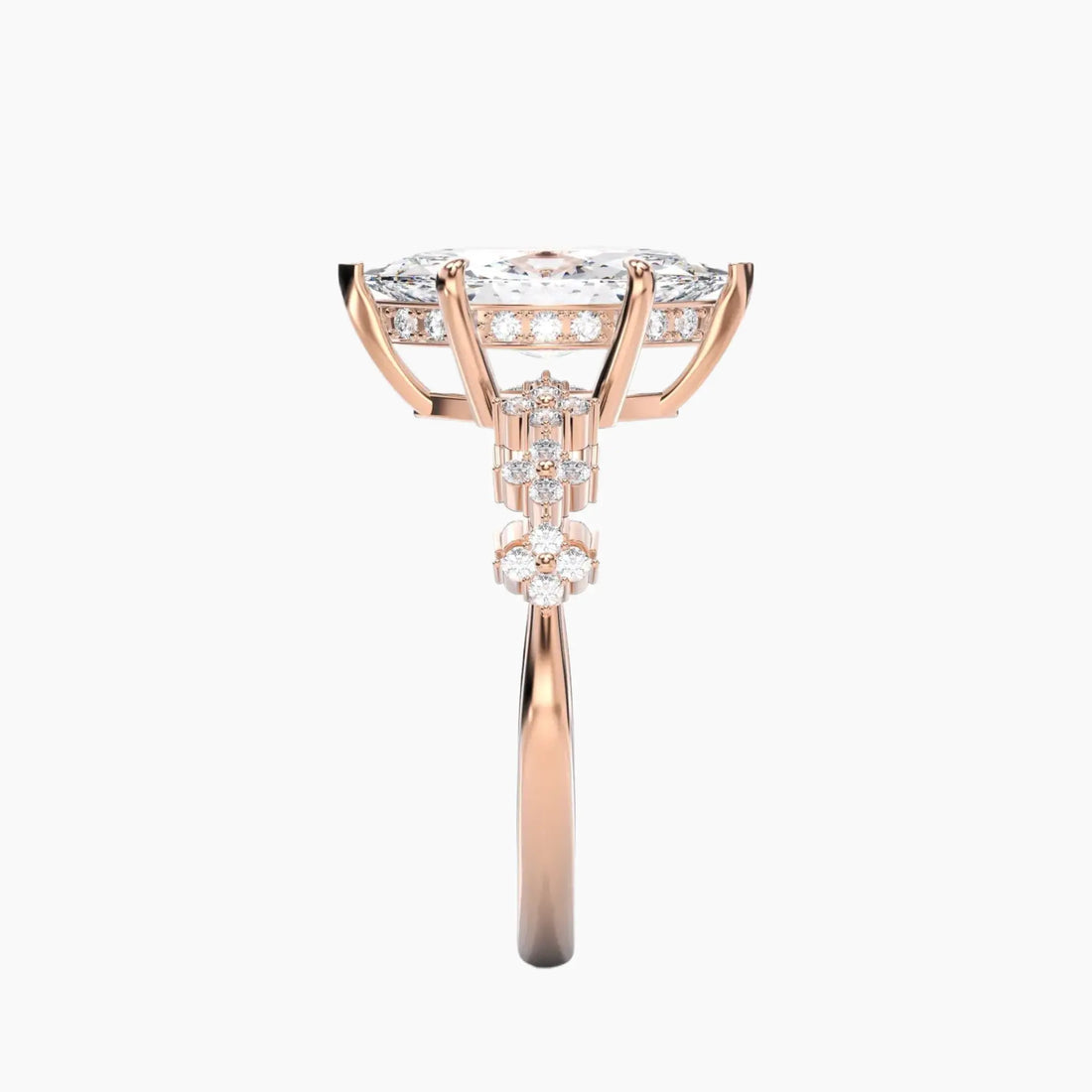 Starveil Marquise Unique 1.5 Carat Lab Grown Diamond Engagement Ring in 18K Rose Gold