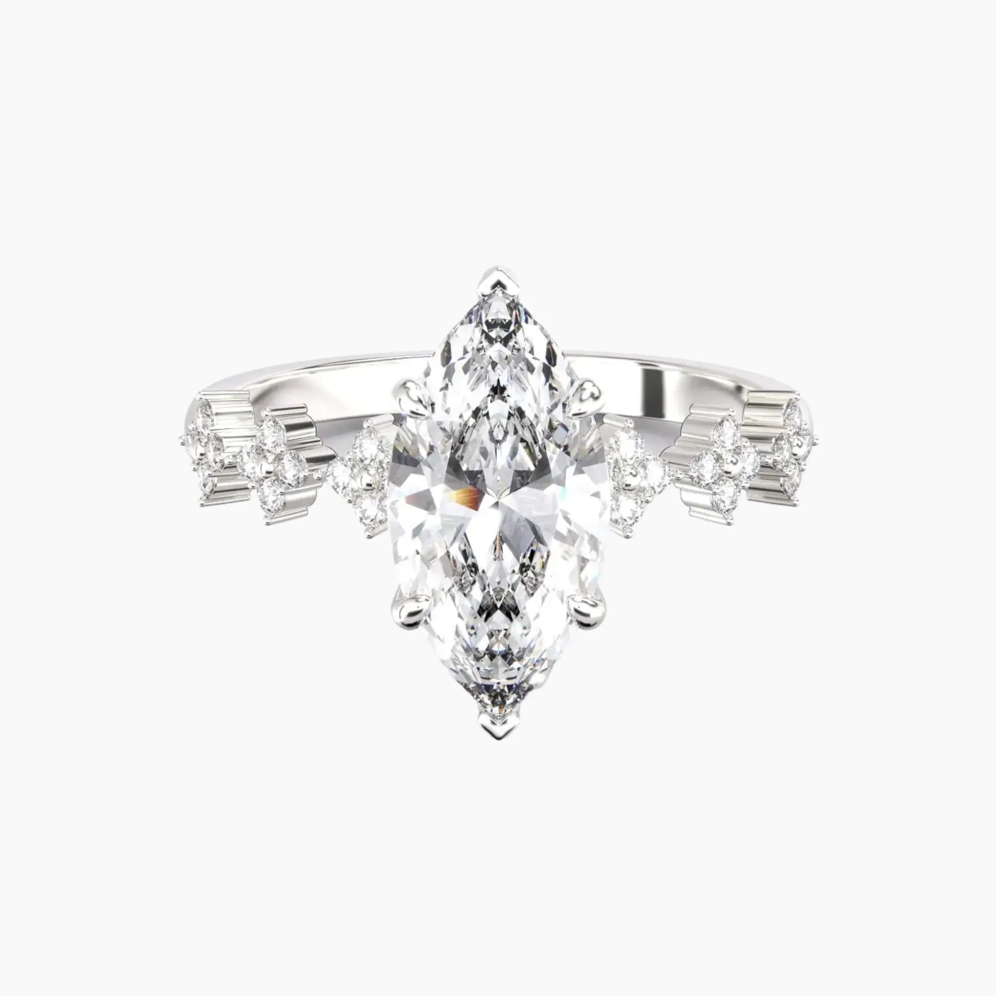 Starveil Marquise Unique 1.5 Carat Lab Grown Diamond Engagement Ring in 18K Rose Gold